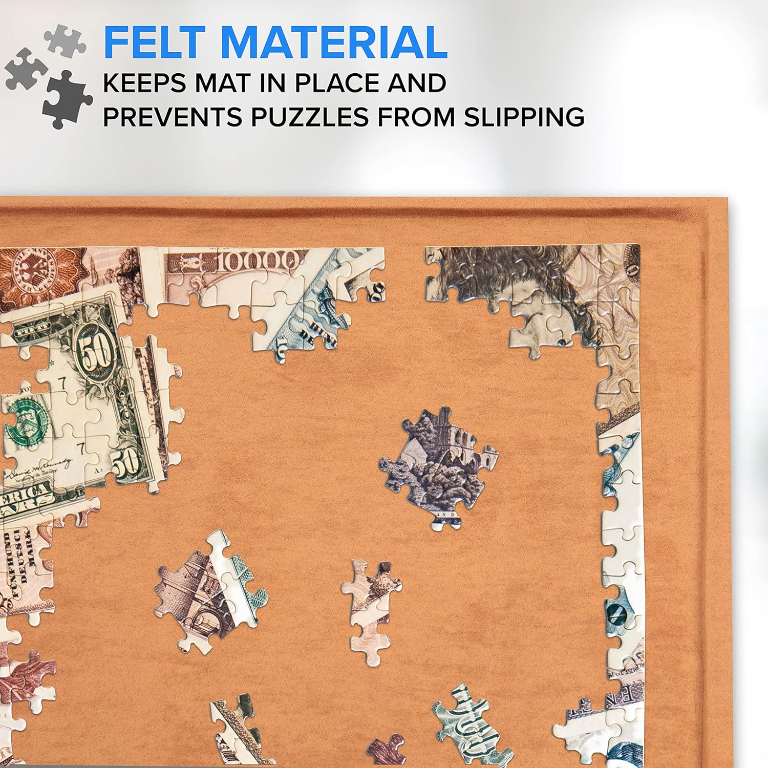 1,000-Pieces Puzzle Board, 22 x 30”, Portable Jigsaw Puzzle Table W/Non-Slip Felt Surface - Image 4