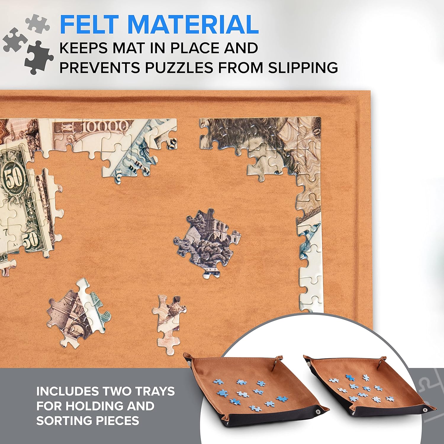 1,500-Pieces Puzzle Board, 25 x 35" Portable Jigsaw Puzzle Table W/Non-Slip Felt Surface - Image 4