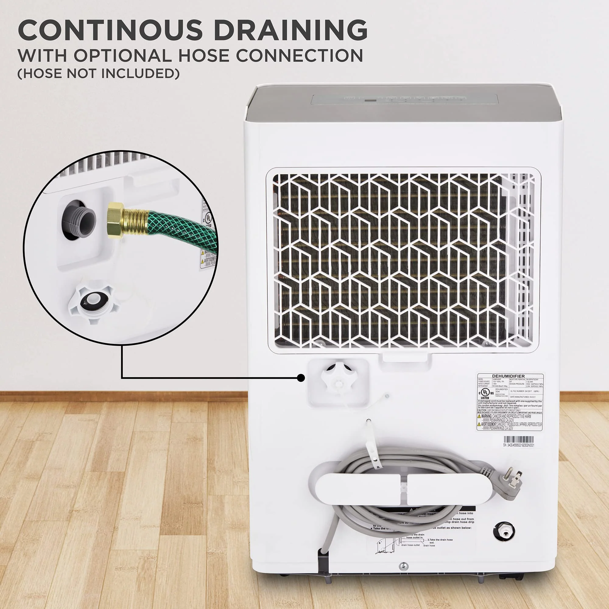Ivation 4,500 Sq. Ft Energy Star Dehumidifier with Pump, Hose Connector, Humidity Control & More - Image 6