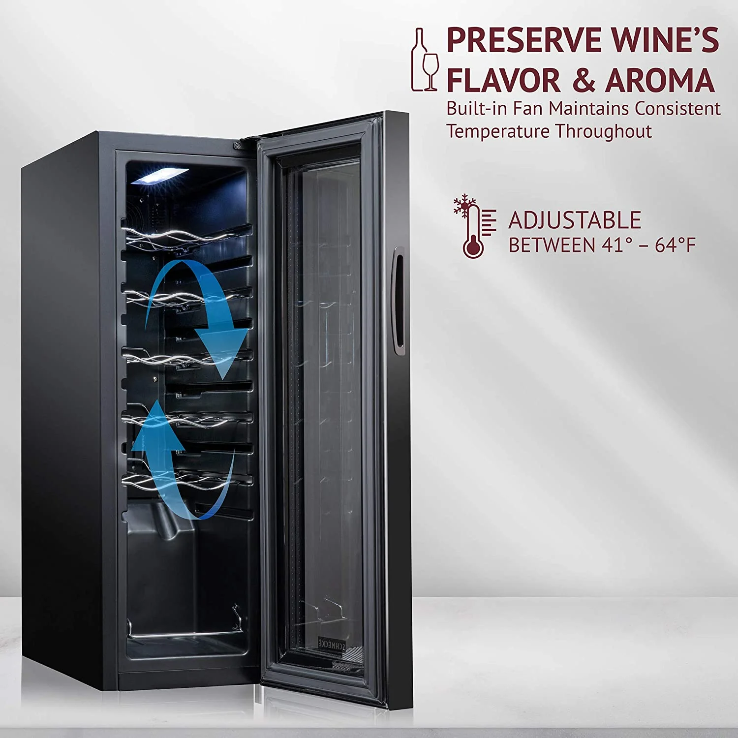 Wine Fridge, Compressor Freestanding Wine Refrigerator, 12 Bottle Wine Cooler with Lock - Image 4