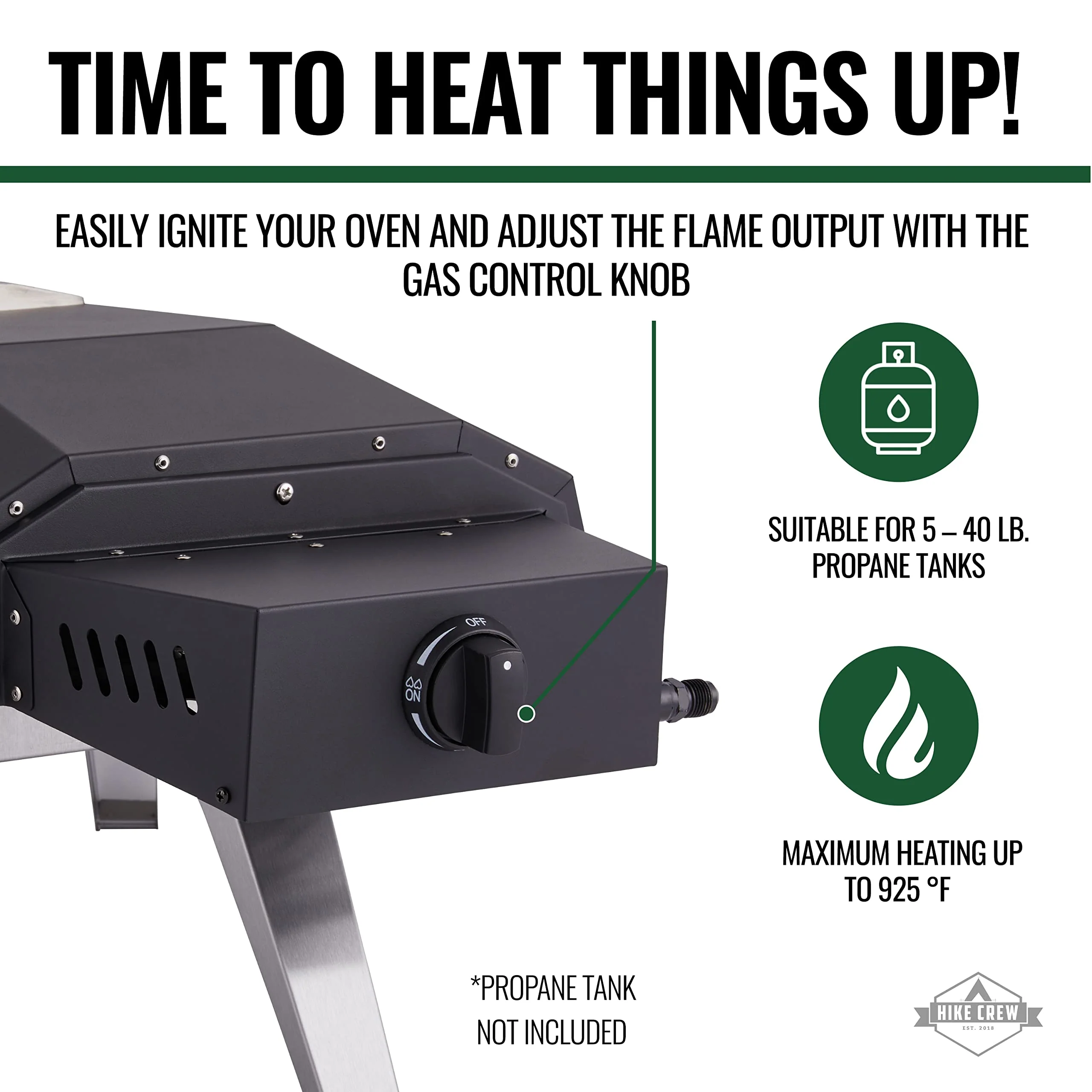 Hike Crew 12” Outdoor Propane Pizza Oven, Portable Pizza Maker W/Control Knob, Thermometer & More - Image 2