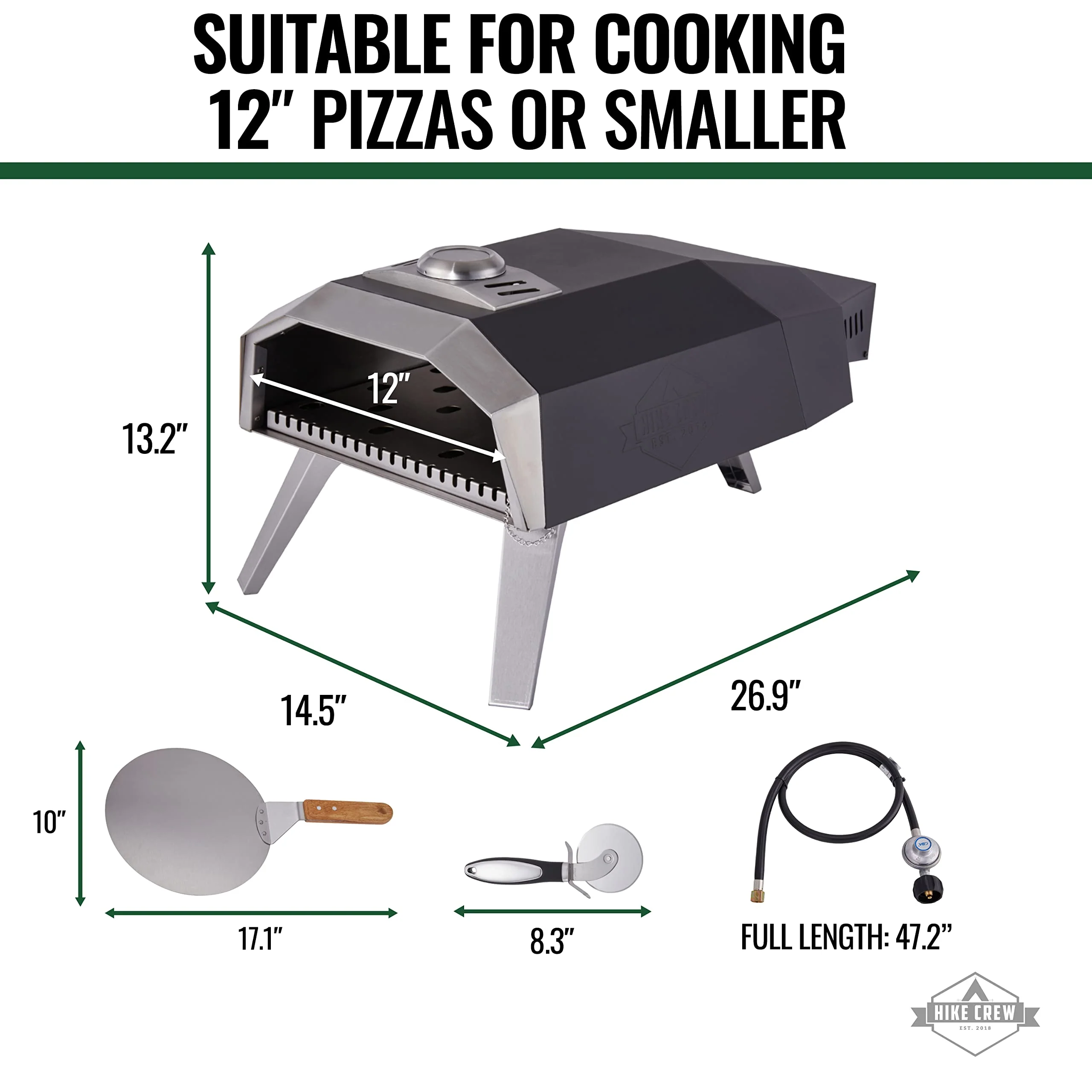 Hike Crew 12” Outdoor Propane Pizza Oven, Portable Pizza Maker W/Control Knob, Thermometer & More - Image 4
