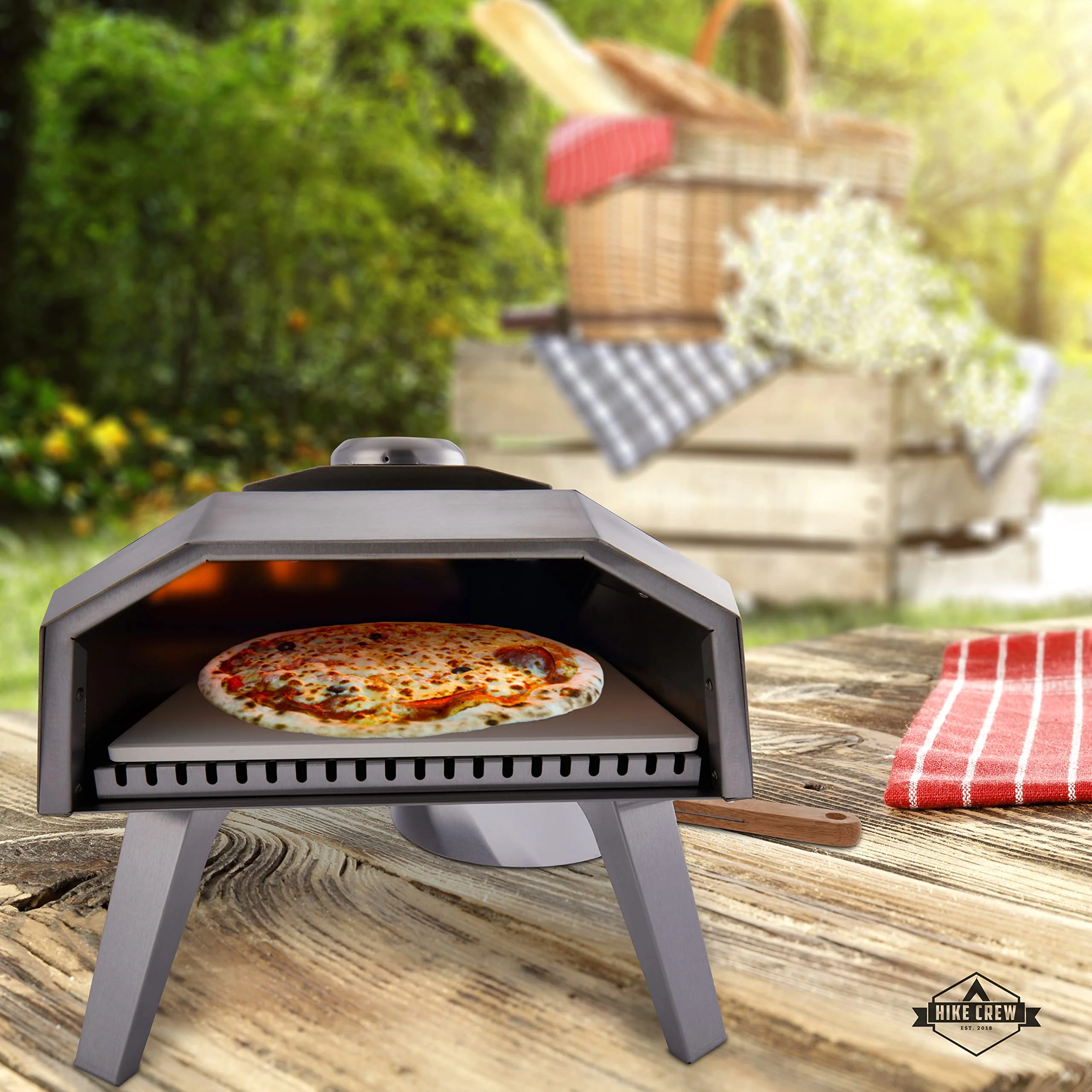 Hike Crew 12” Outdoor Propane Pizza Oven, Portable Pizza Maker W/Control Knob, Thermometer & More - Image 7