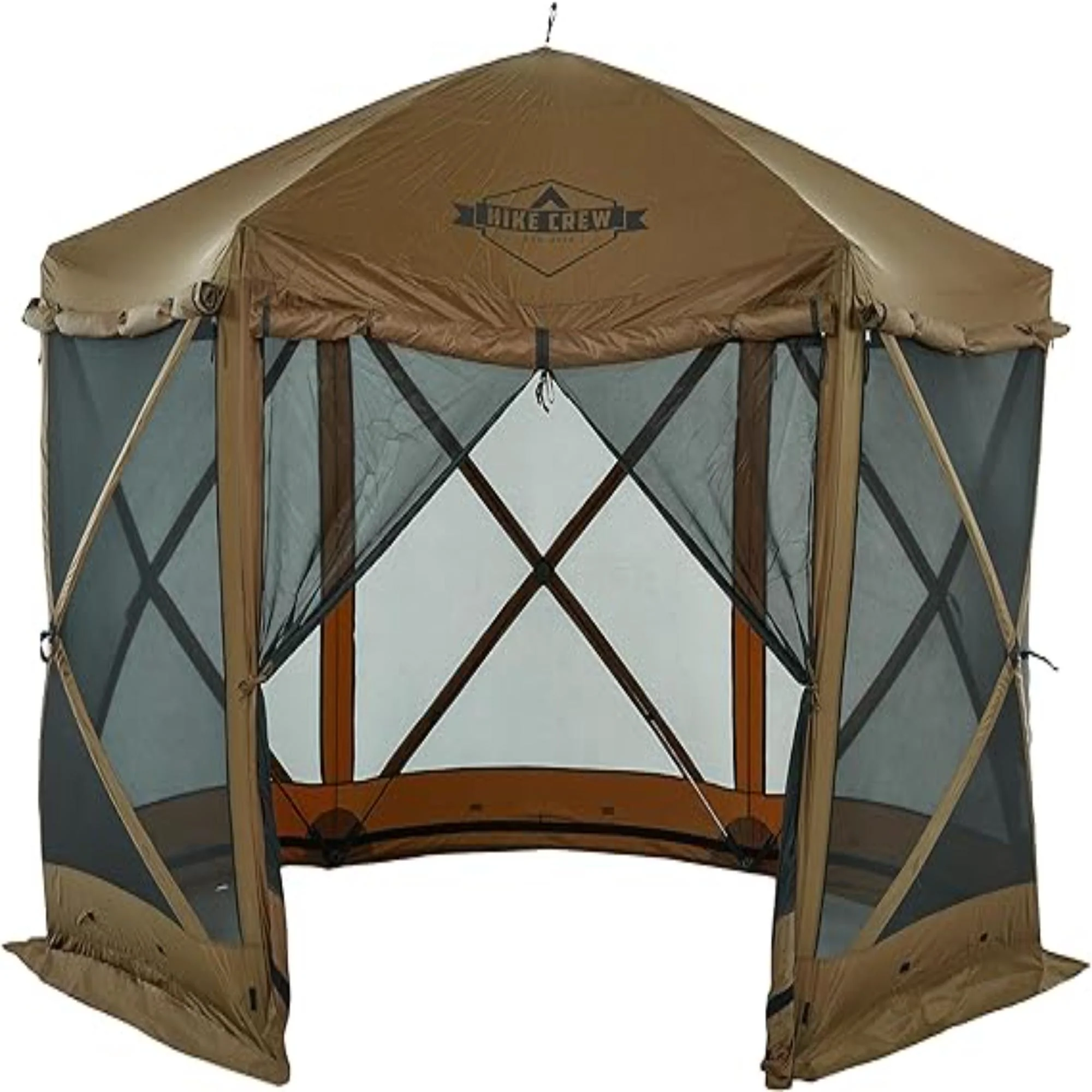 Hike Crew 12’ x 12’ Pop Up Gazebo Tent, 6-Sided Outdoor Camping Canopy with Zippered Wind Panels