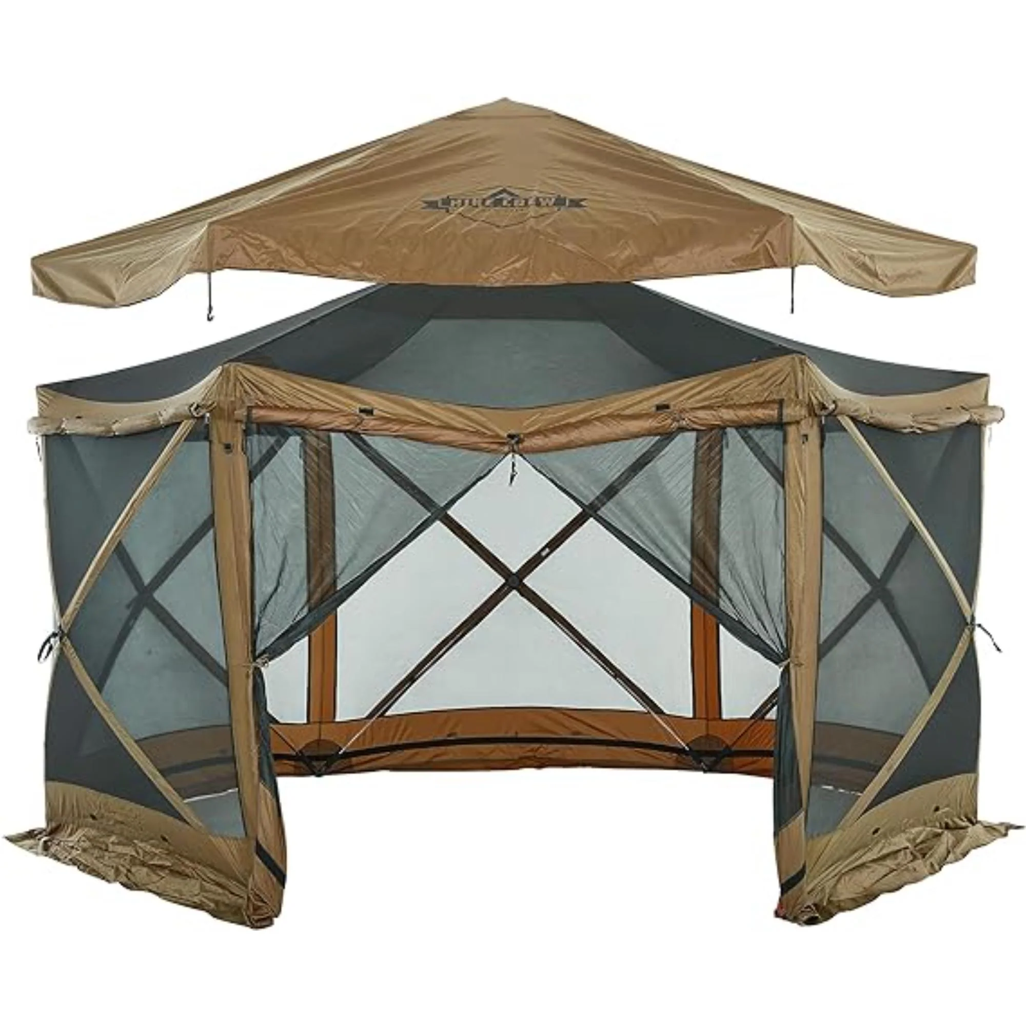 Hike Crew 13’ x 13’ Screened Roof Pop Up Gazebo Tent, 6-Side Outdoor Camping Canopy Shelter
