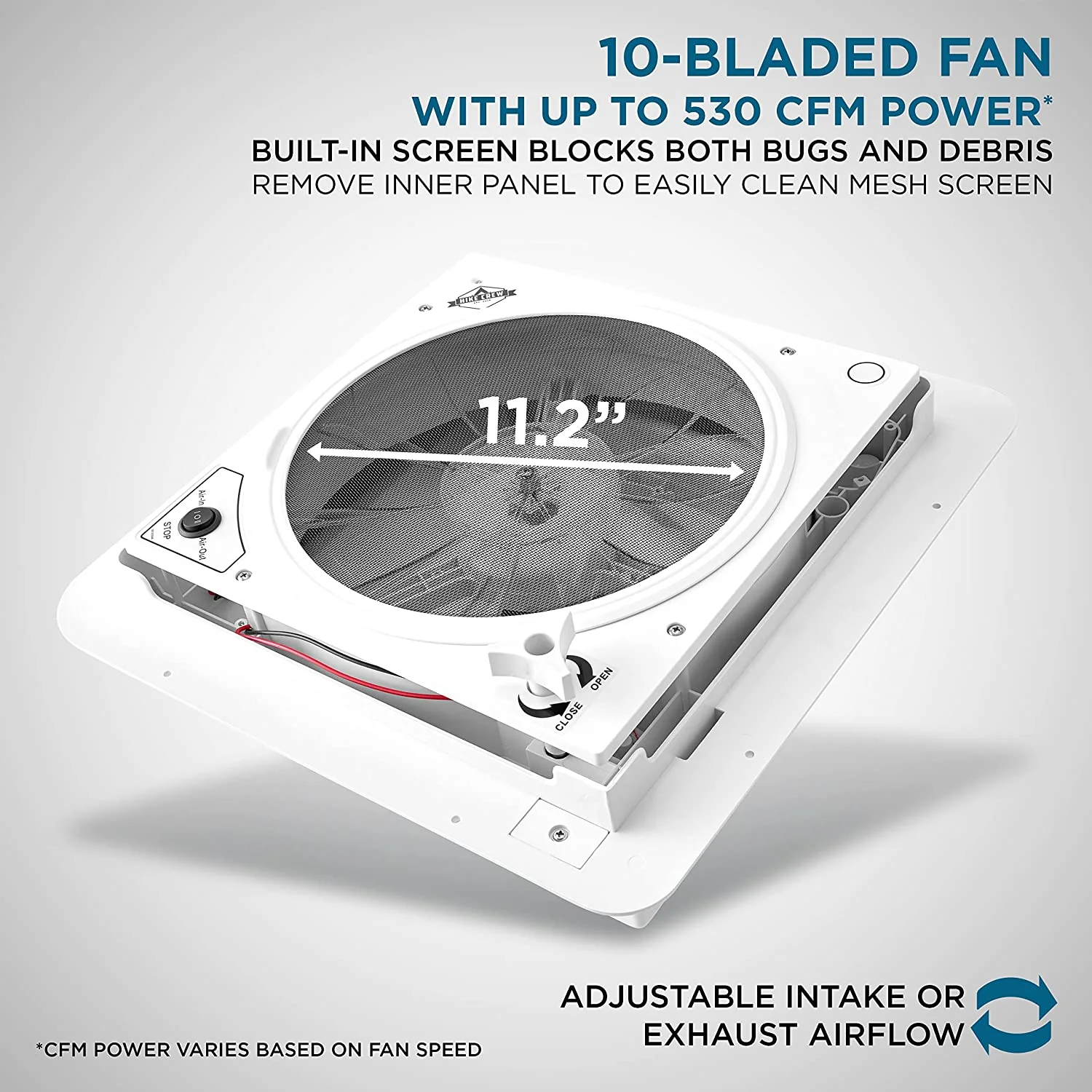 Hike Crew 14” RV Roof Vent Fan, 12V Manual Camper Fan with Removable Screen - Smoked Lid - Image 12