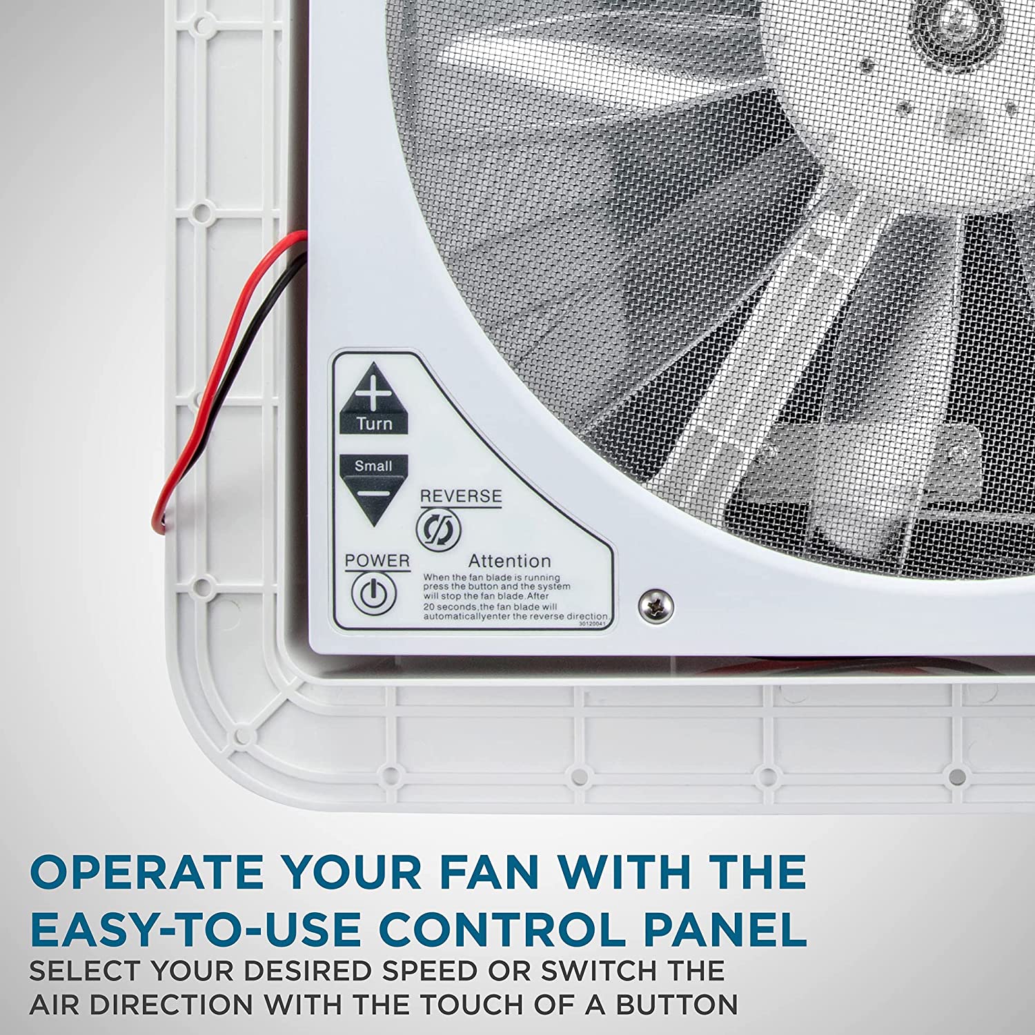14” RV Roof Vent Fan with LED Light, 12V 6-Speed Motorhome Fan with Intake & Exhaust & Manual Open/Close - Image 3