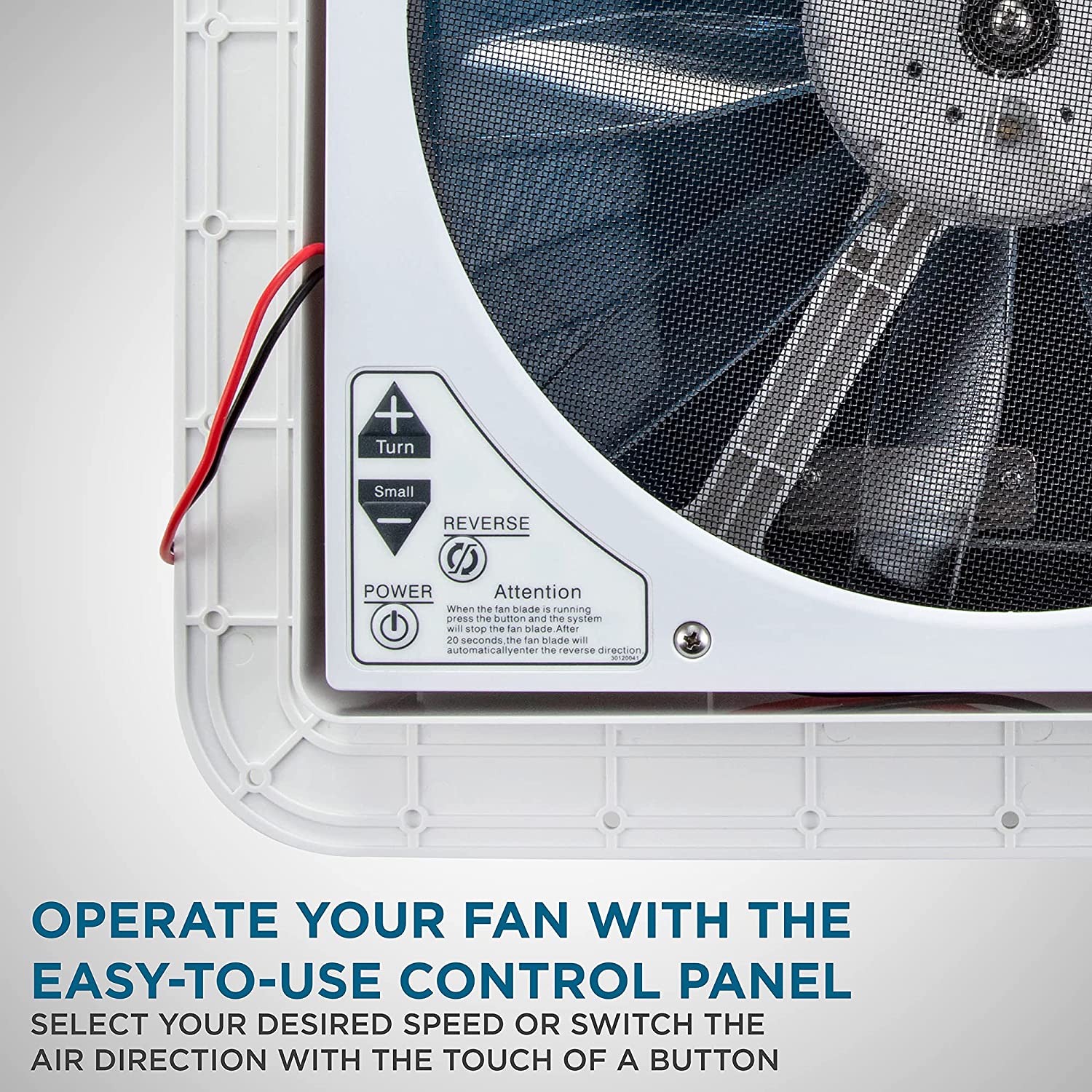 14” RV Roof Vent Fan with LED Light, 12V 6-Speed Fan with Intake & Exhaust - Smoked Lid - Image 5