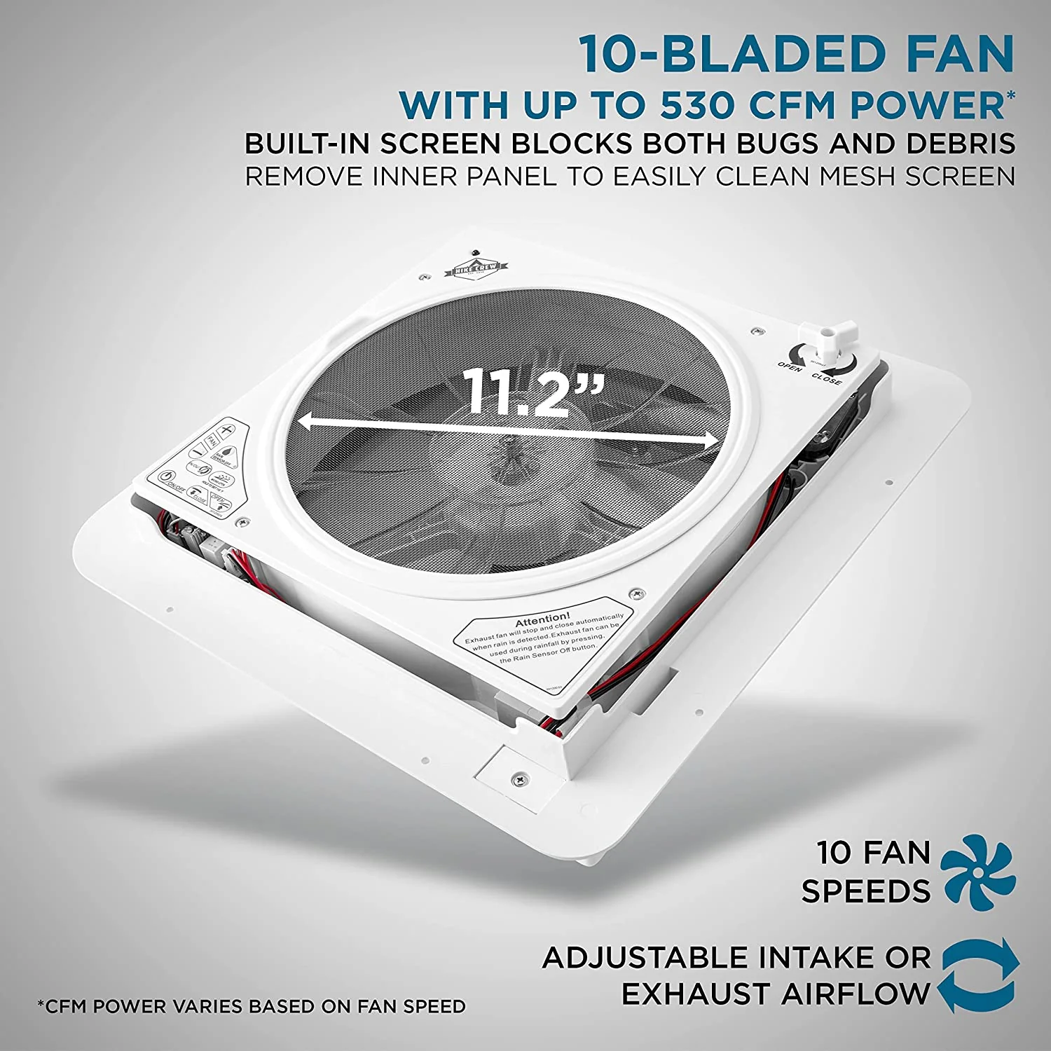 14” RV Roof Vent Fan with Remote, 12V 10-Speed Motorhome Fan with Auto Temperature & Remote - Image 4