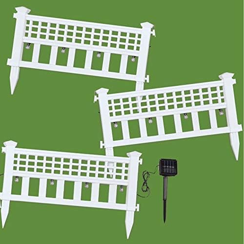 SkyMall 14"H Decorative 8 Piece Architectural Corner Post Solar Garden Border Fence - White - Image 2