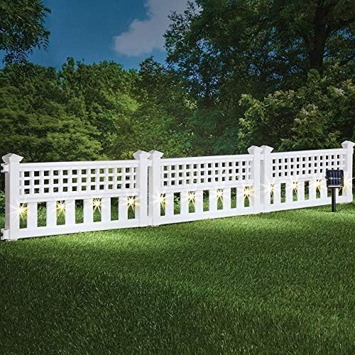 SkyMall 14"H Decorative 8 Piece Architectural Corner Post Solar Garden Border Fence - White - Image 3