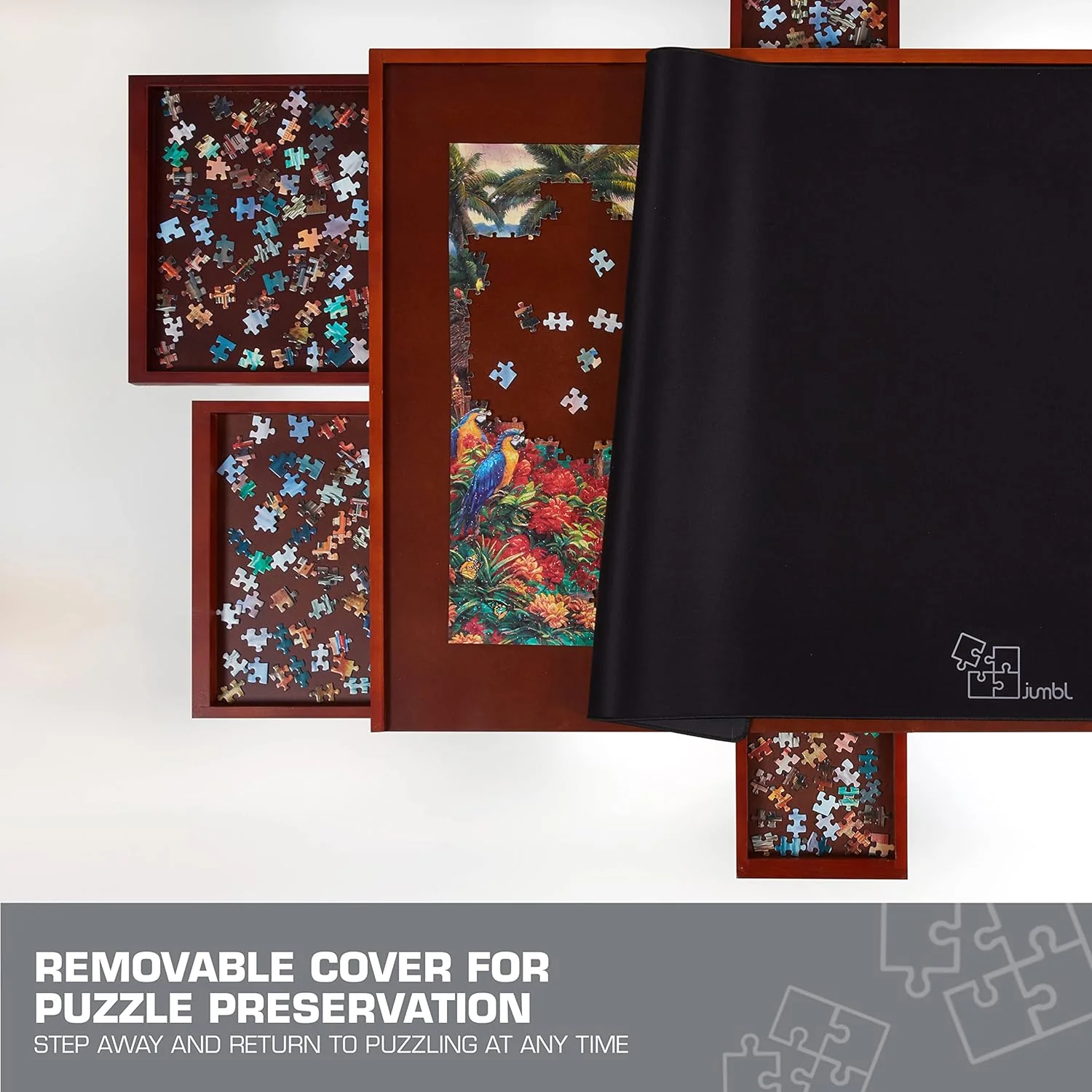 1500-Piece Puzzle Board - 27 x 35" Puzzle Table with Legs, Cover & 6 Removable Drawers - Image 3