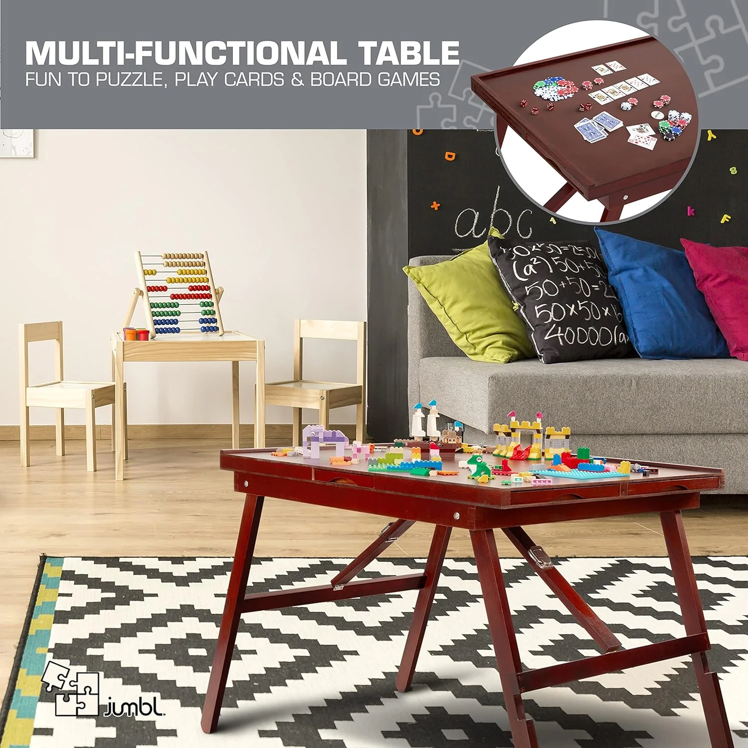 1500-Piece Puzzle Board - 27 x 35" Puzzle Table with Legs, Cover & 6 Removable Drawers - Image 7
