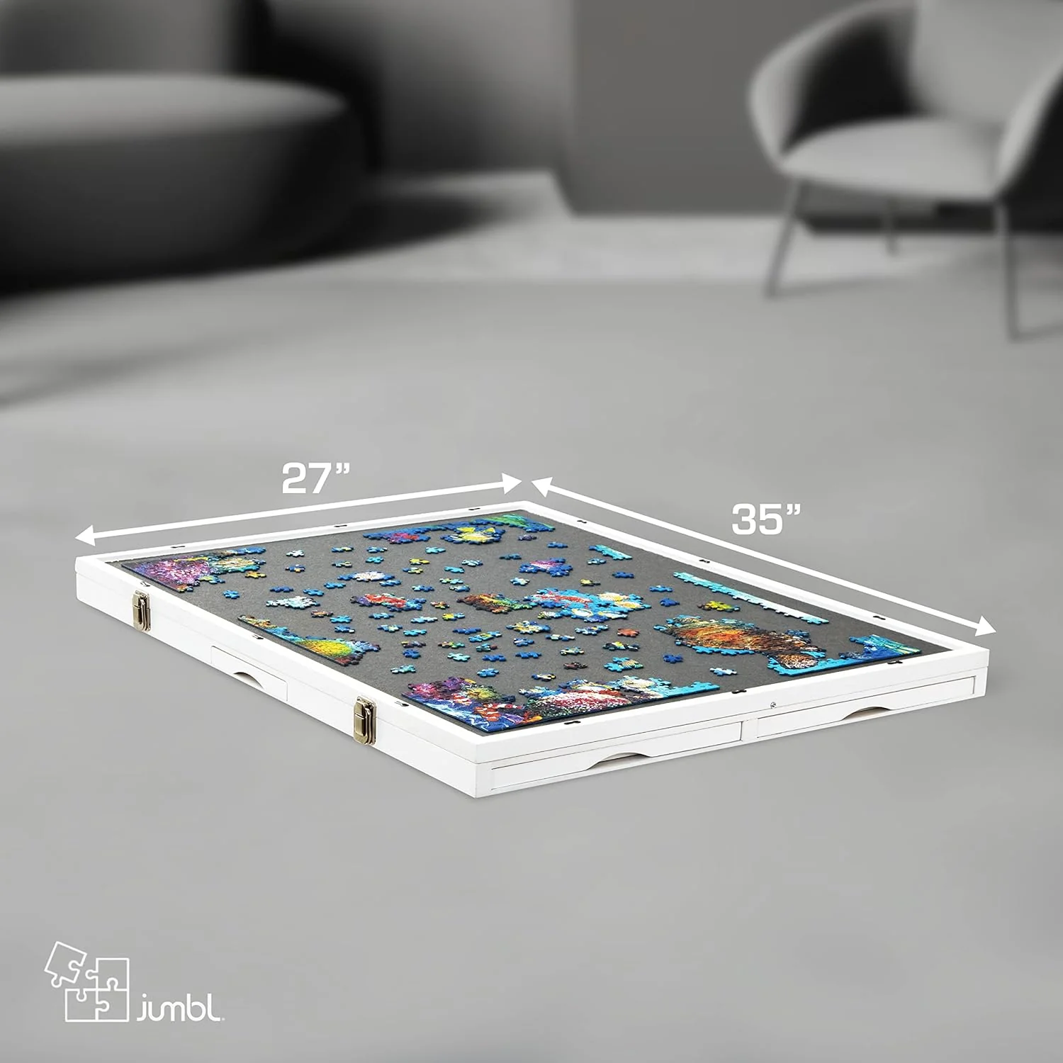 1500-Piece Puzzle Board - 27 x 35" Tilting Puzzle Board with Felt Surface & 6 Drawers - Image 11