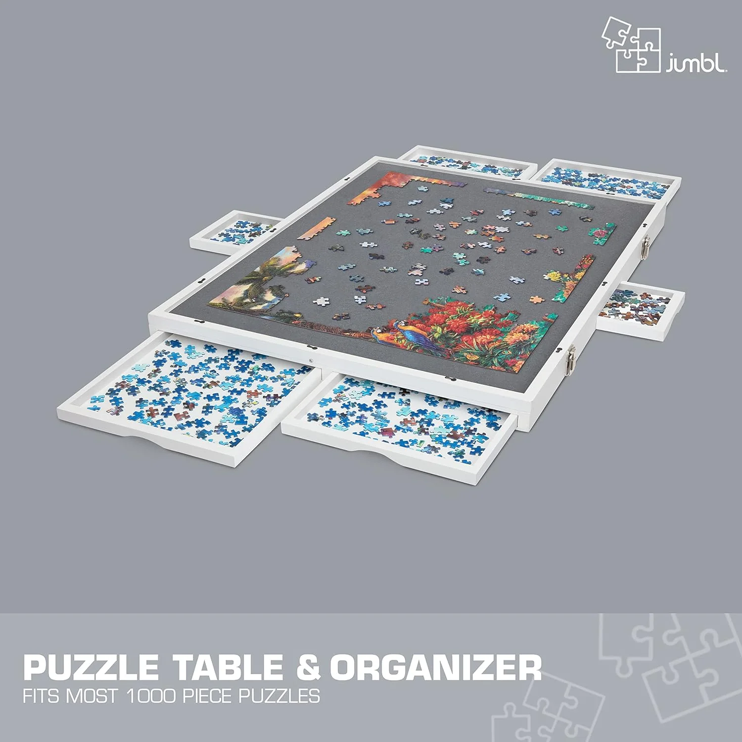 1500-Piece Puzzle Board - 27 x 35" Tilting Puzzle Board with Felt Surface & 6 Drawers - Image 13