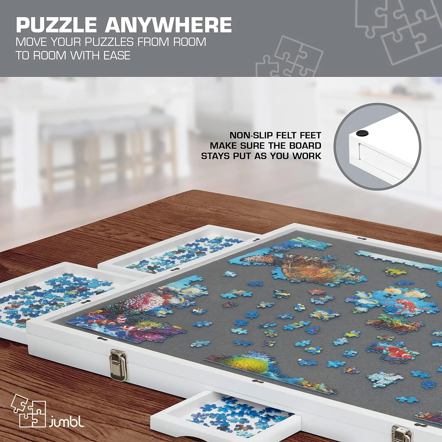 1500-Piece Puzzle Board - 27 x 35" Tilting Puzzle Board with Felt Surface & 6 Drawers - Image 14