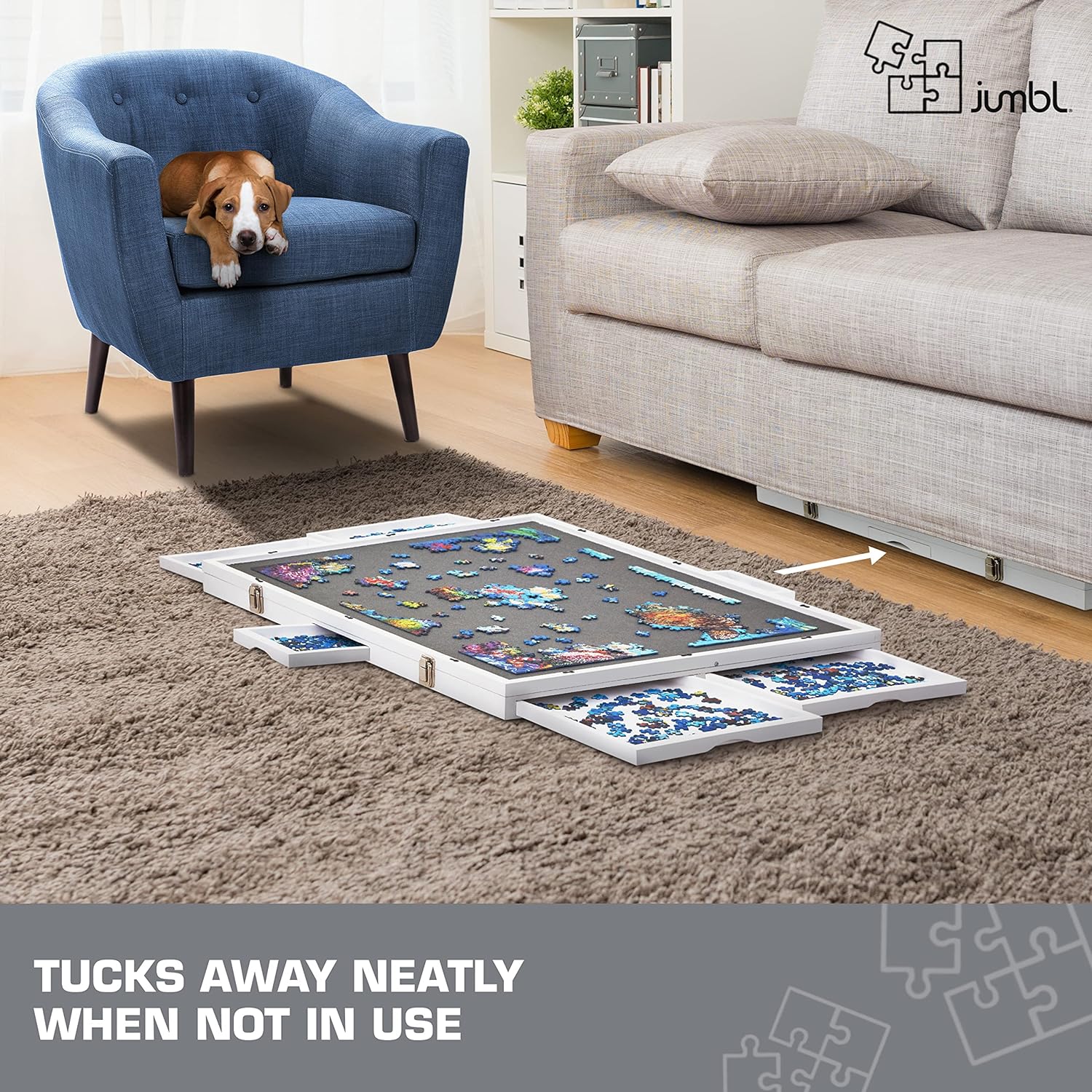 1500-Piece Puzzle Board - 27 x 35" Tilting Puzzle Board with Felt Surface & 6 Drawers - Image 17