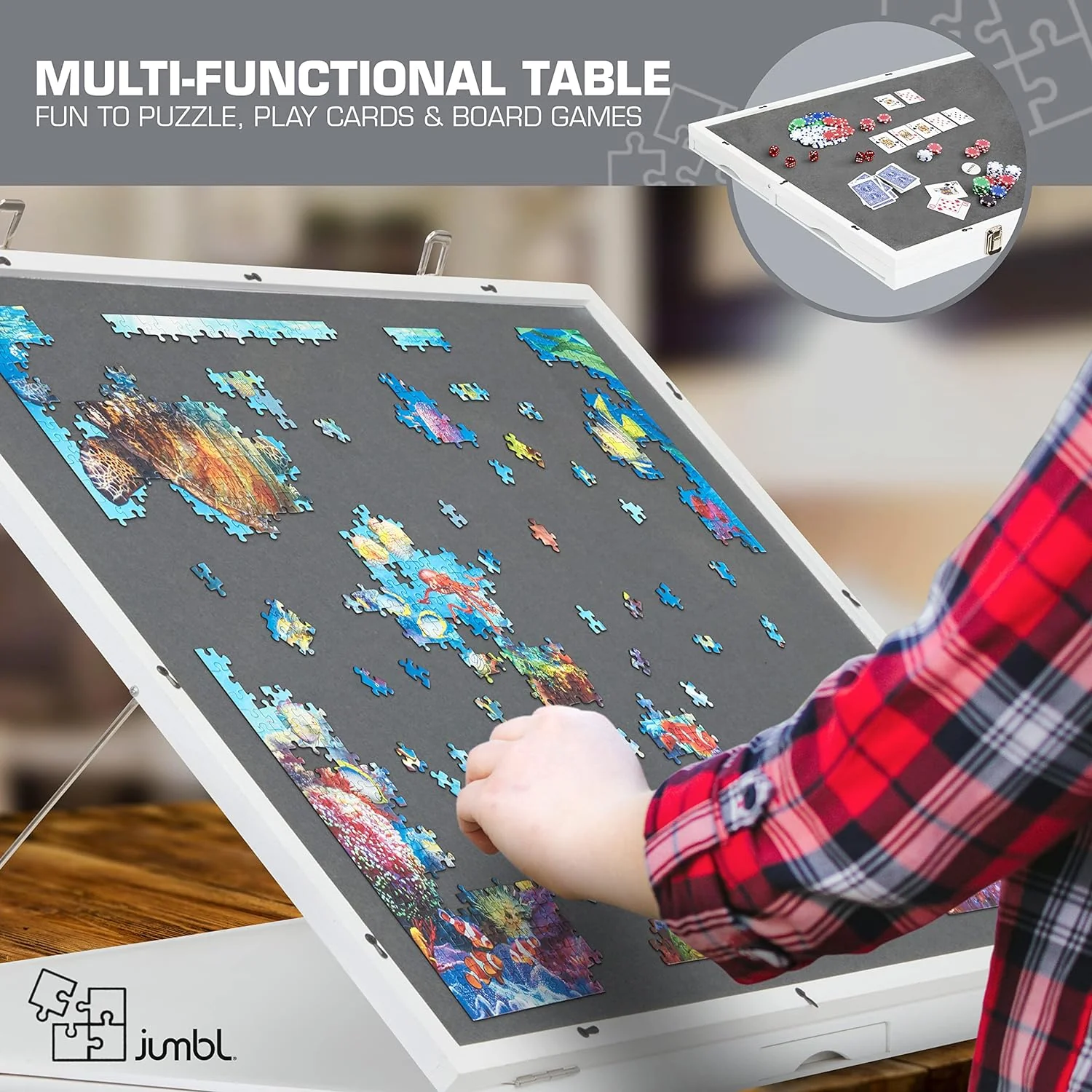 1500-Piece Puzzle Board - 27 x 35" Tilting Puzzle Board with Felt Surface & 6 Drawers - Image 18