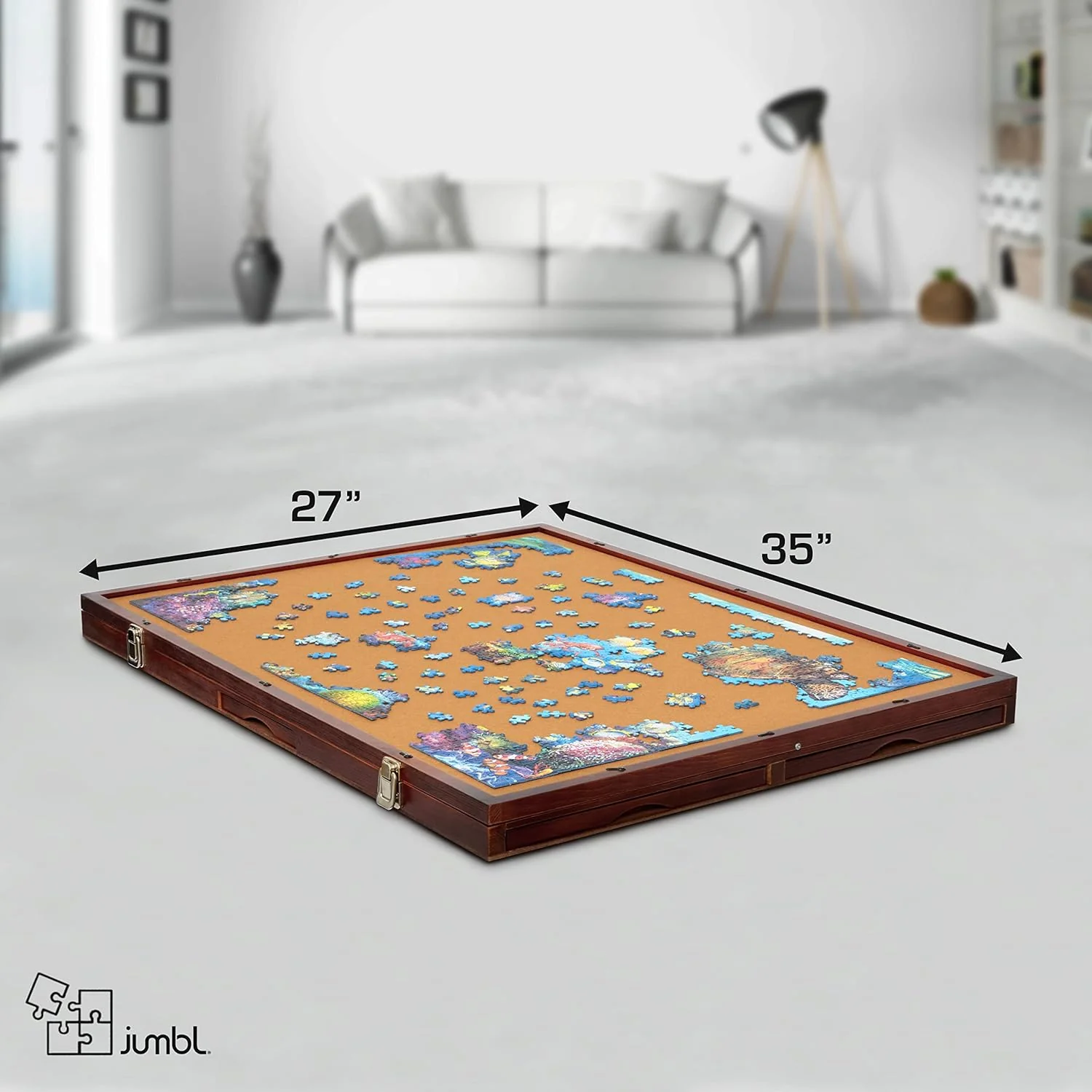 1500-Piece Puzzle Board - 27 x 35" Tilting Puzzle Board with Felt Surface & 6 Drawers - Image 2