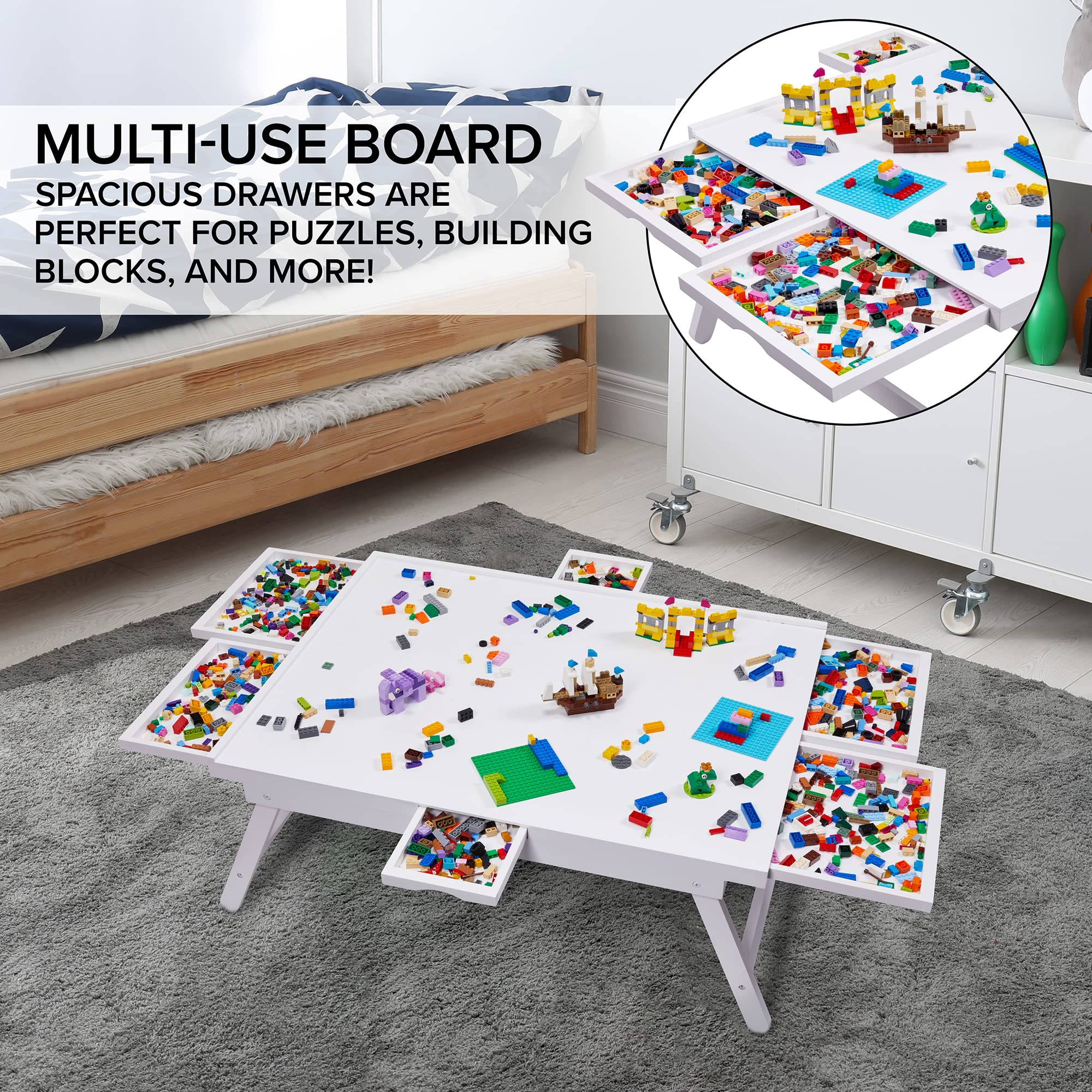 Jumbl 1500-Piece Puzzle Board - 27 x 35" Wooden Puzzle Table with 6 Removable Drawers - White - Image 8