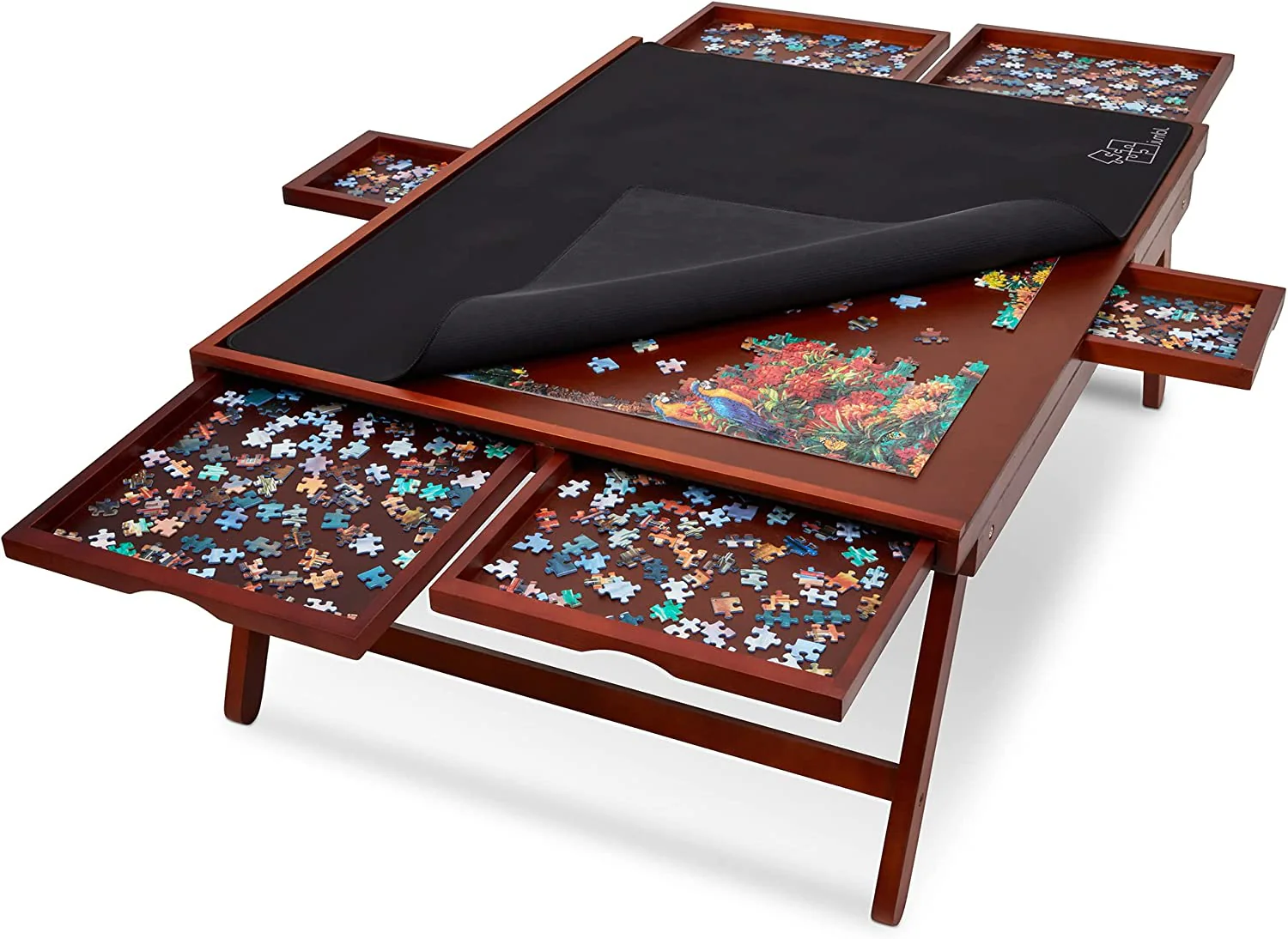 1500 Piece Puzzle Board Rack w/Mat, 27” x 35” Wooden Jigsaw Puzzle Table