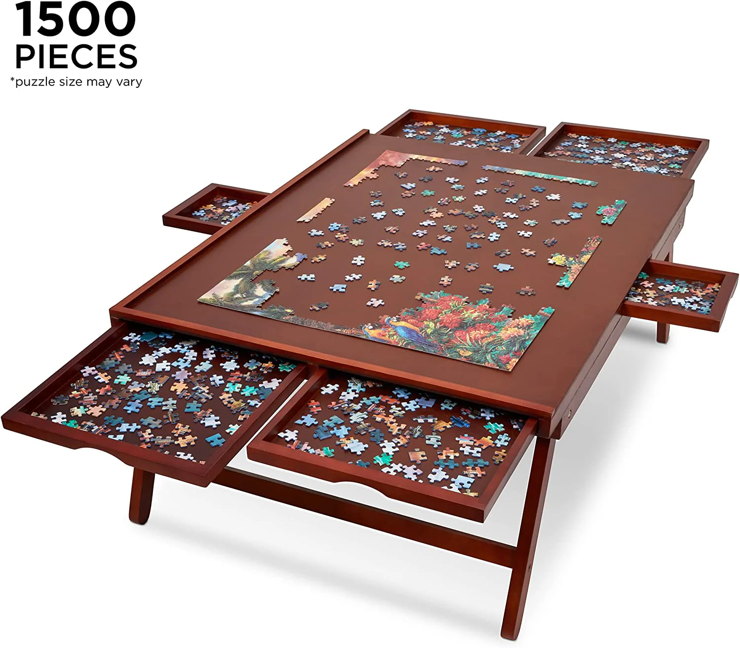 1500 Piece Puzzle Board Rack w/Mat, 27” x 35” Wooden Jigsaw Puzzle Table - Image 2