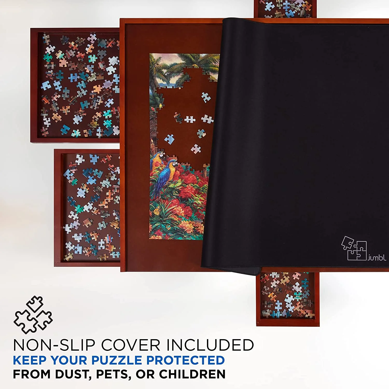 1500 Piece Puzzle Board Rack w/Mat, 27” x 35” Wooden Jigsaw Puzzle Table - Image 8