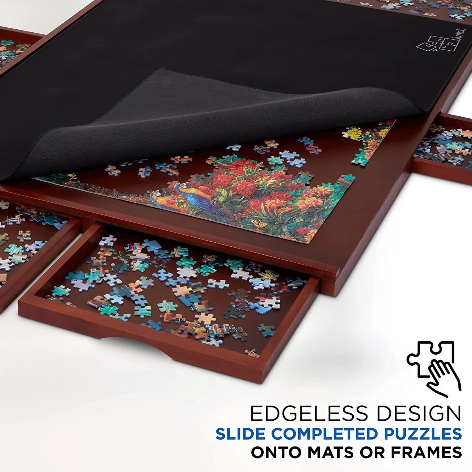 1500 Piece Puzzle Board w/Mat, 27” x 35” Wooden Jigsaw Puzzle Table w/6 Removable Storage - Image 3