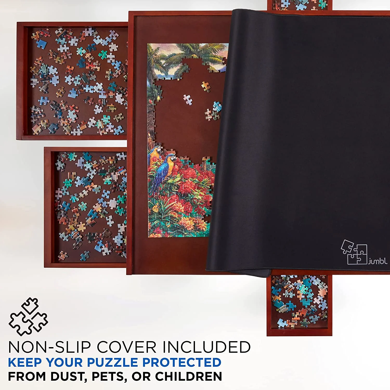 1500 Piece Puzzle Board w/Mat, 27” x 35” Wooden Jigsaw Puzzle Table w/6 Removable Storage - Image 5