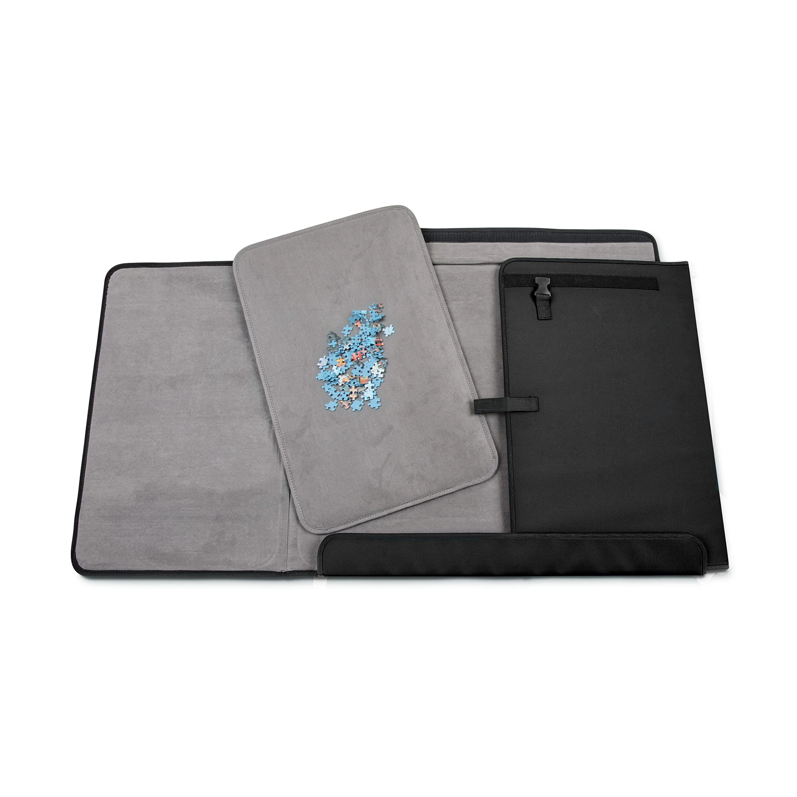 Jumbl 1500-Piece Puzzle Caddy, Portable Puzzle Board & Travel Case with 2 Trays & Handle - Black