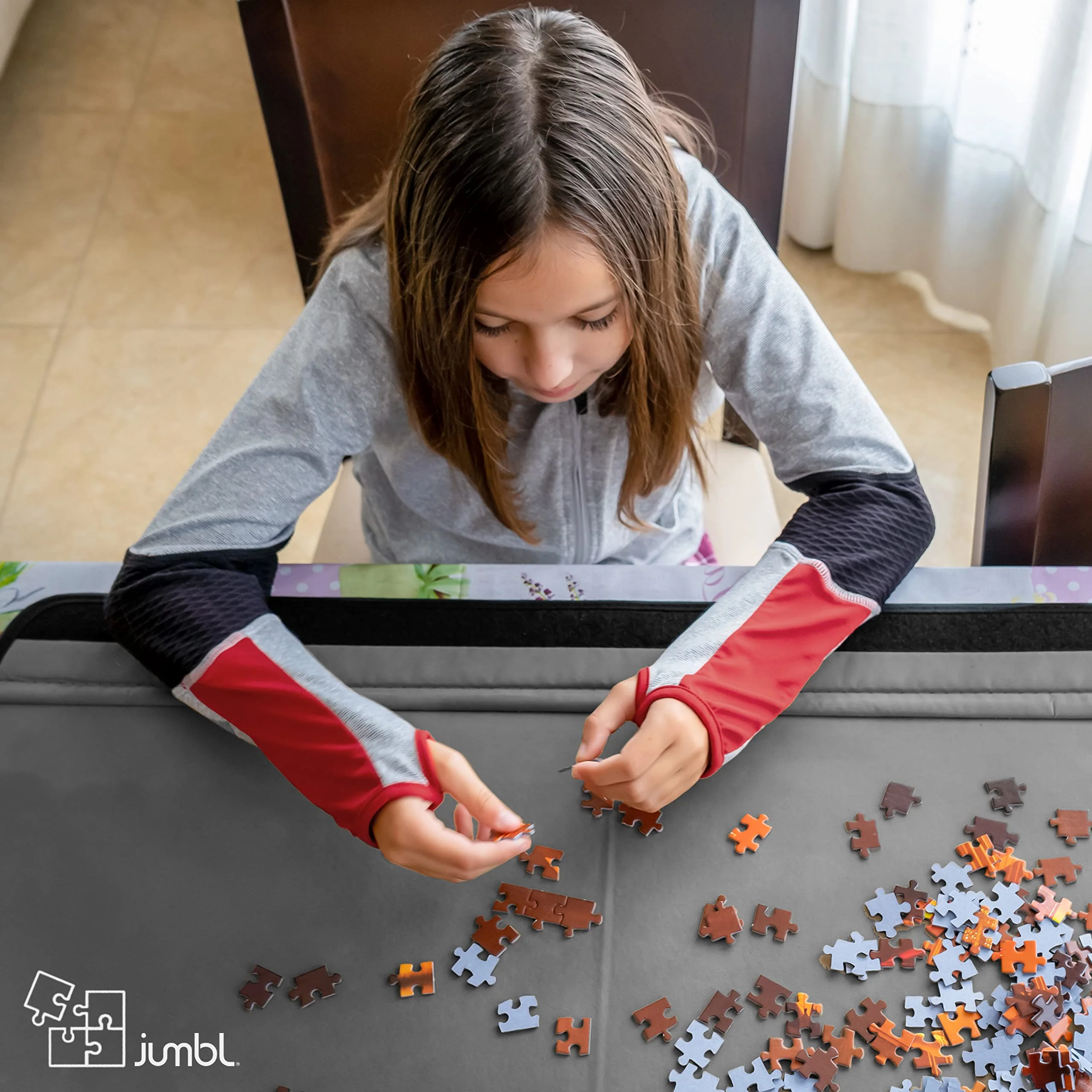 Jumbl 1500-Piece Puzzle Caddy, Portable Puzzle Board & Travel Case with 2 Trays & Handle - Black - Image 7
