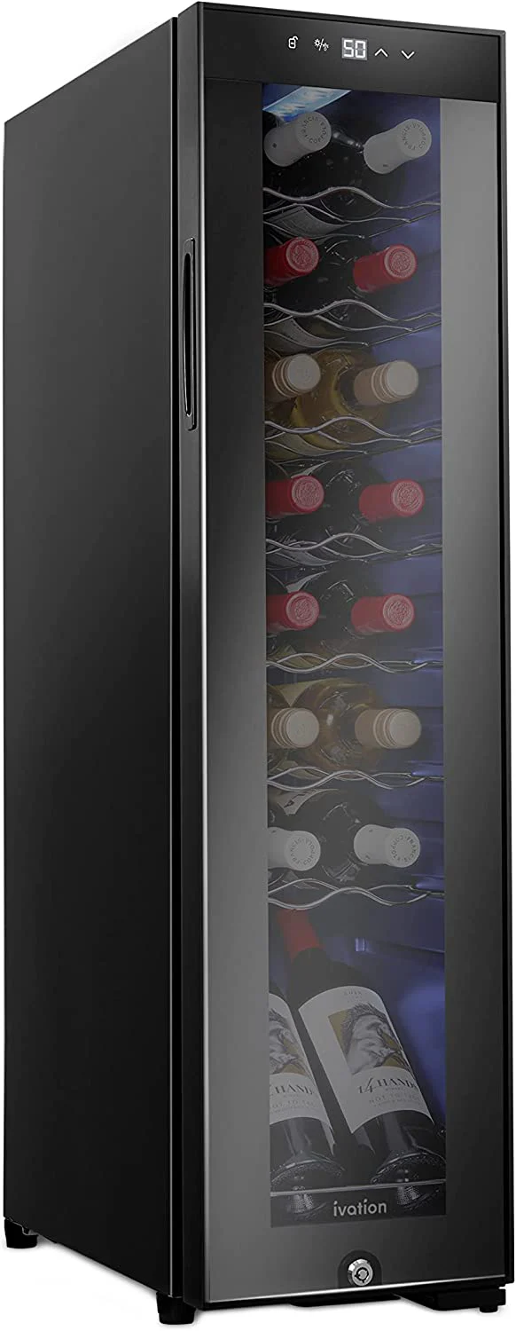 16 Bottle Wine Fridge, Freestanding Wine Cooler w/Lock