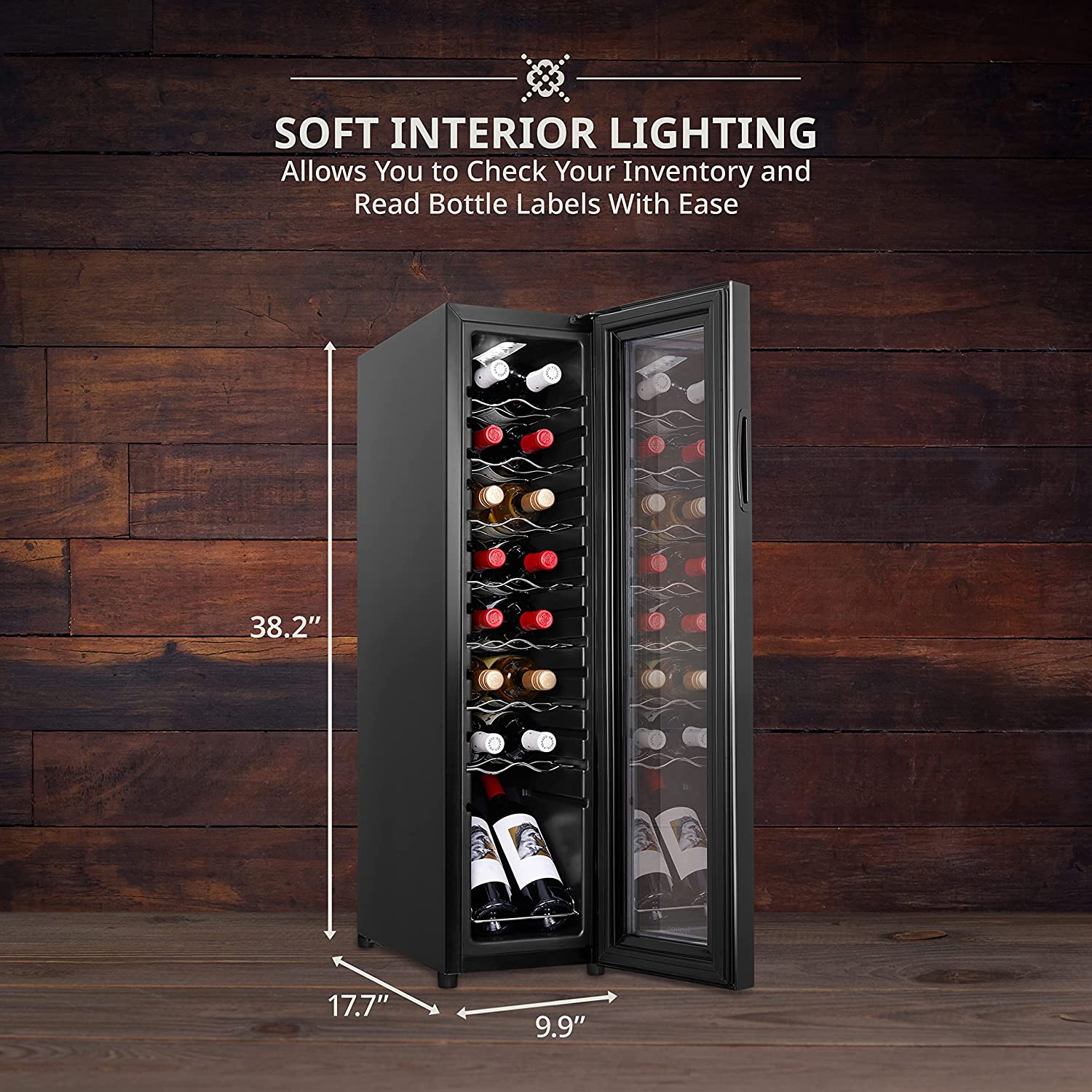 16 Bottle Wine Fridge, Freestanding Wine Cooler w/Lock - Image 4