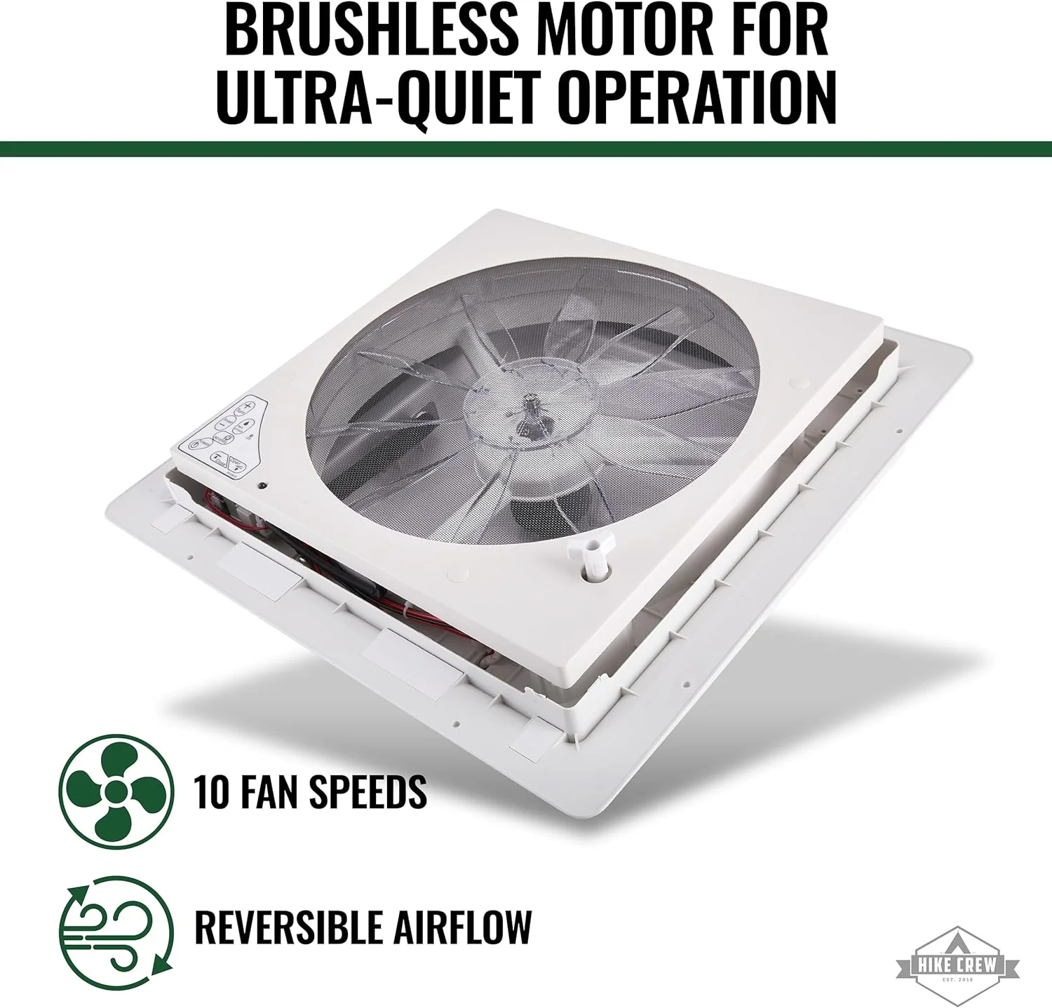 16” RV Roof Vent Fan, 12V 10-Speed RV Fan with LED Light, Rain Sensor & Remote - Image 10