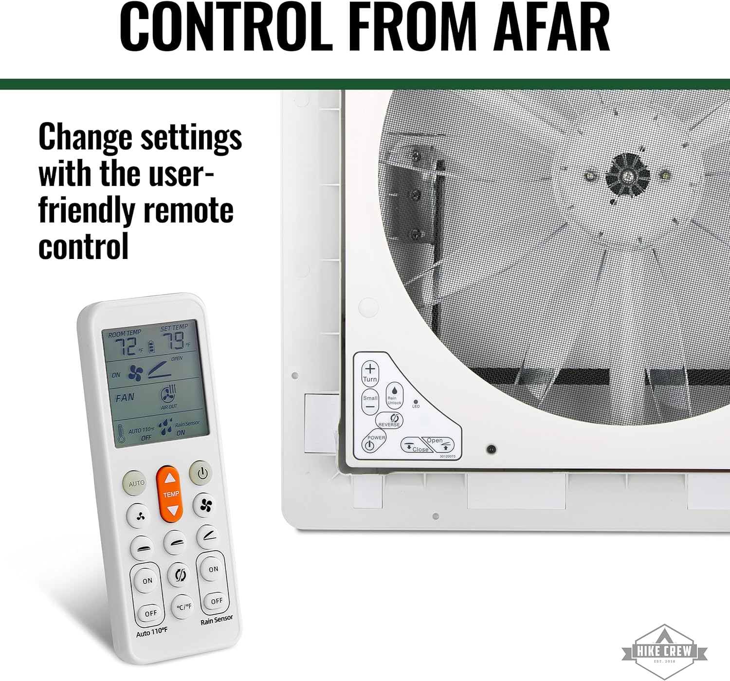 16” RV Roof Vent Fan, 12V 10-Speed RV Fan with LED Light, Rain Sensor & Remote - Image 11