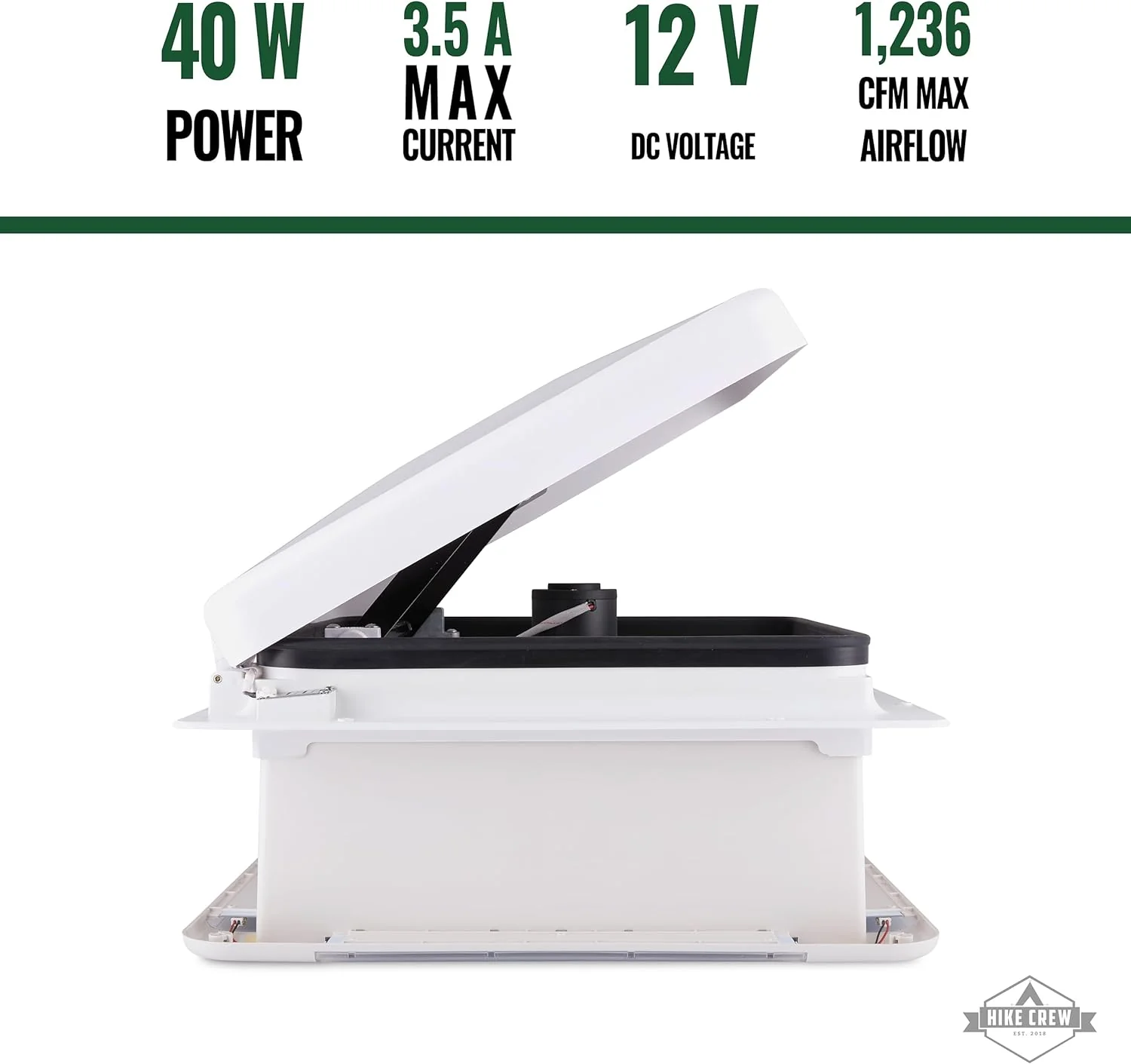 16” RV Roof Vent Fan, 12V 10-Speed RV Fan with LED Light, Rain Sensor & Remote - Image 14