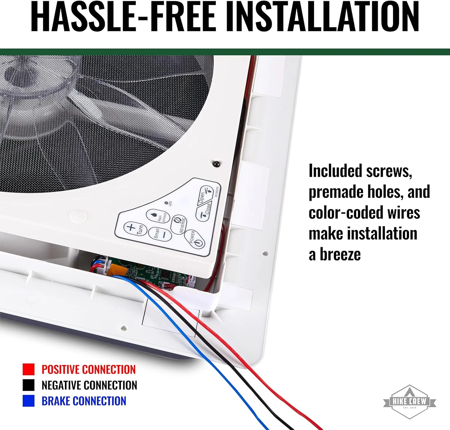 16” RV Roof Vent Fan, 12V 10-Speed RV Fan with LED Light, Rain Sensor & Remote - Image 6