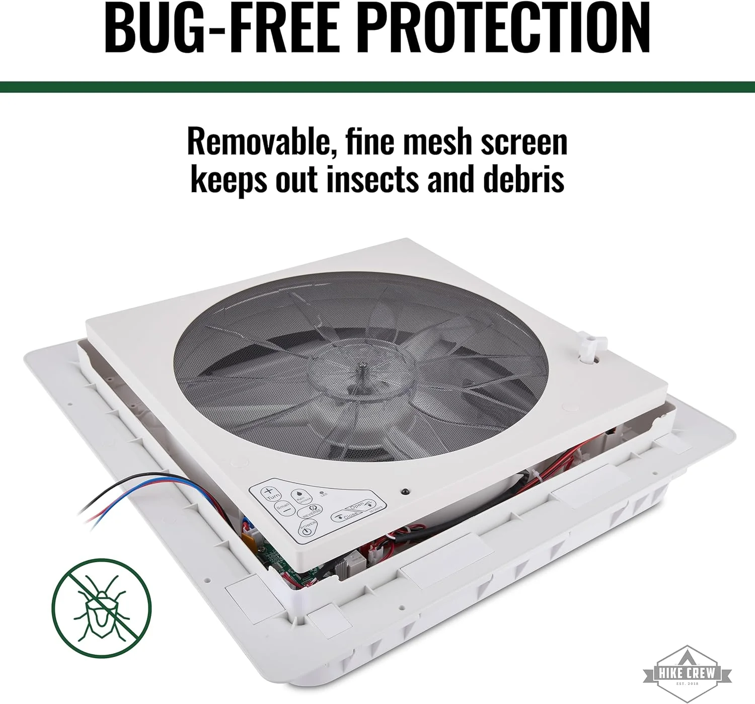 16” RV Roof Vent Fan, 12V 10-Speed RV Fan with LED Light, Rain Sensor & Remote - Image 9