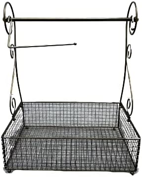 Skymall 17.5" Versatile Indoor/Outdoor Table Top Metal Paper Towel Holder with Basket - Image 2