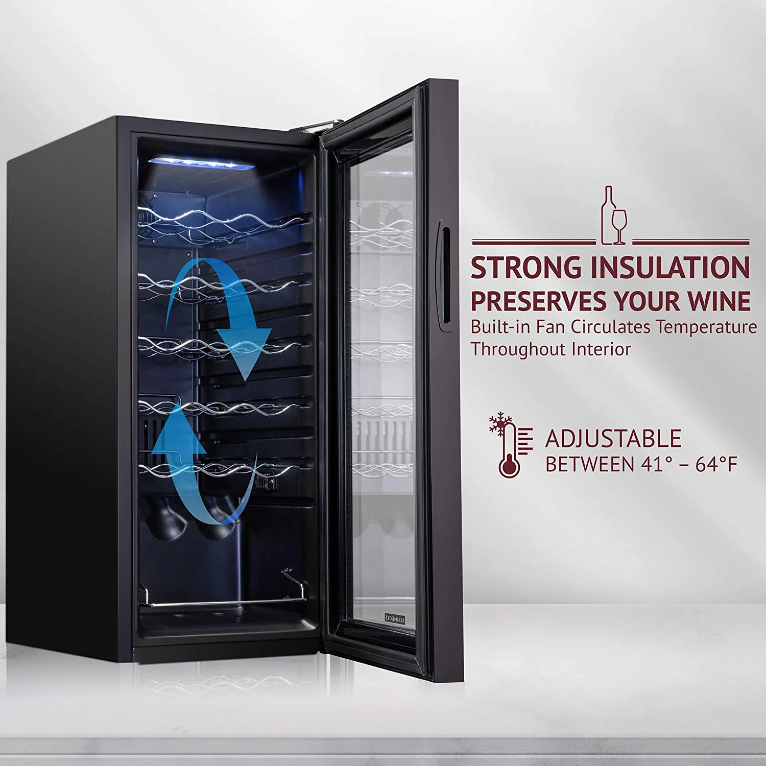 18 Bottle Wine Fridge, Freestanding Wine Refrigerator w/Lock - Image 3