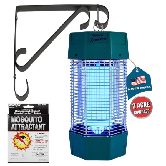 Flowtron 2 Acre Bug Zapper with Flowtron Fancy Wall Bracket & Flowtron Mosquito Cartridge
