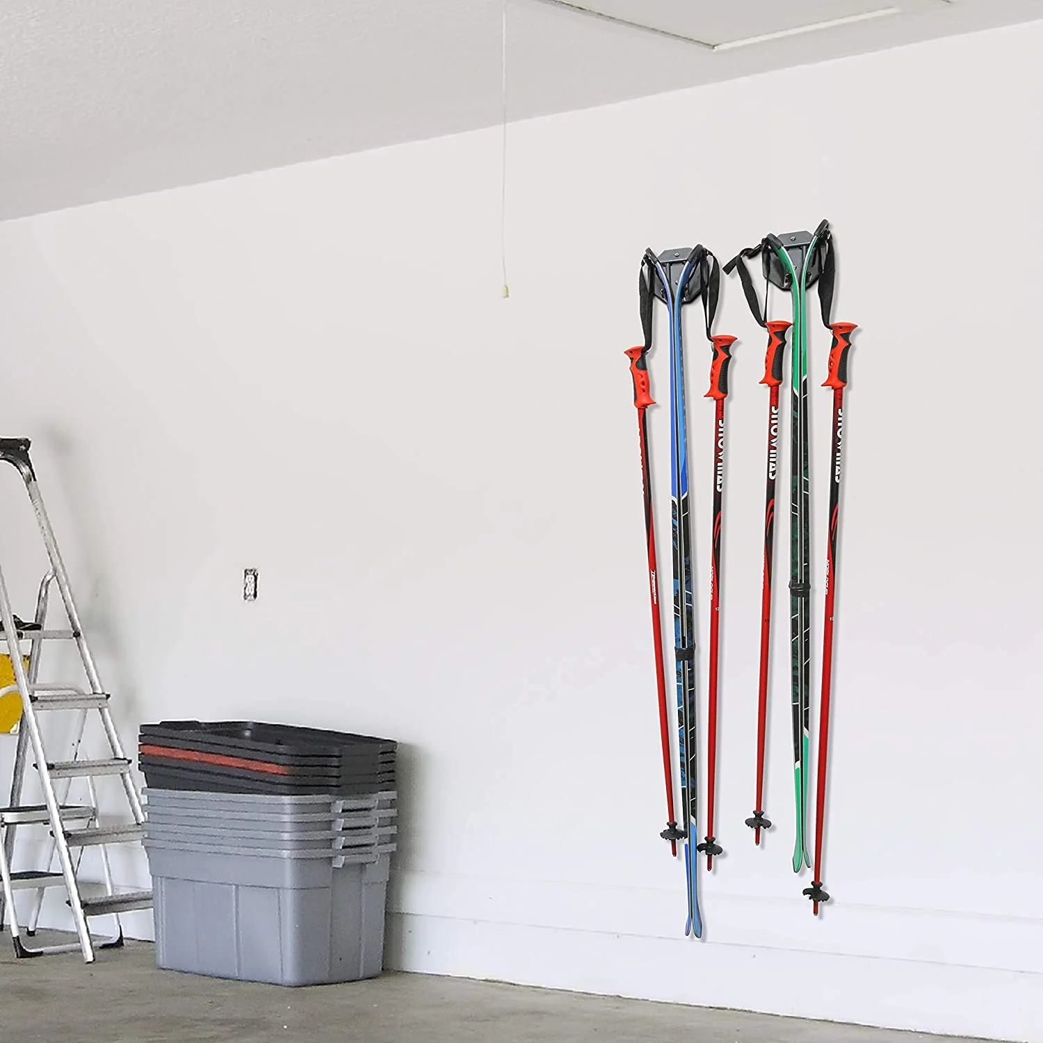 Ski Wall Rack, Holds 2 Pairs of Skis & Skiing Poles or Snowboard - Image 6