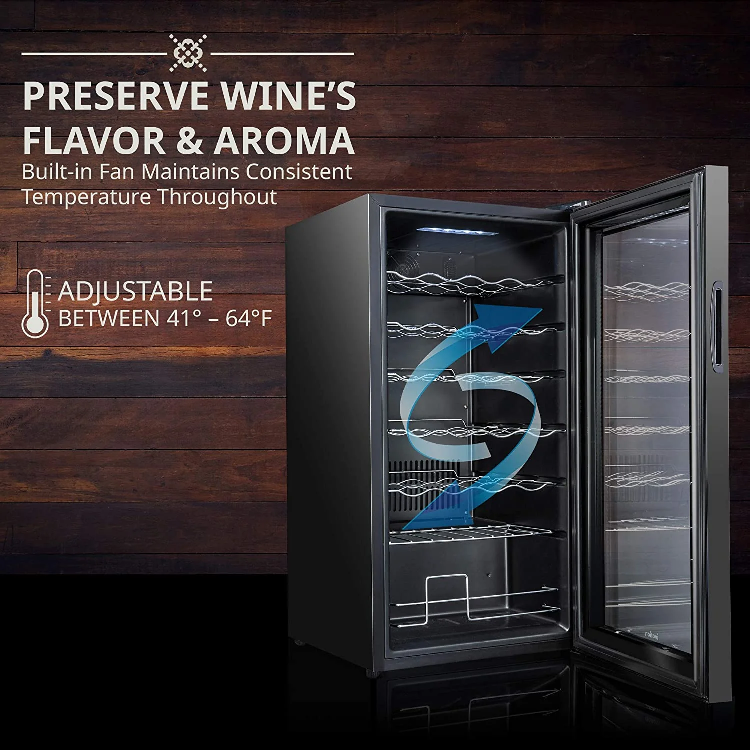 Ivation 28 Bottle Single Zone Wine Cooler w/Lock, Large Freestanding Wine Fridge - Image 4