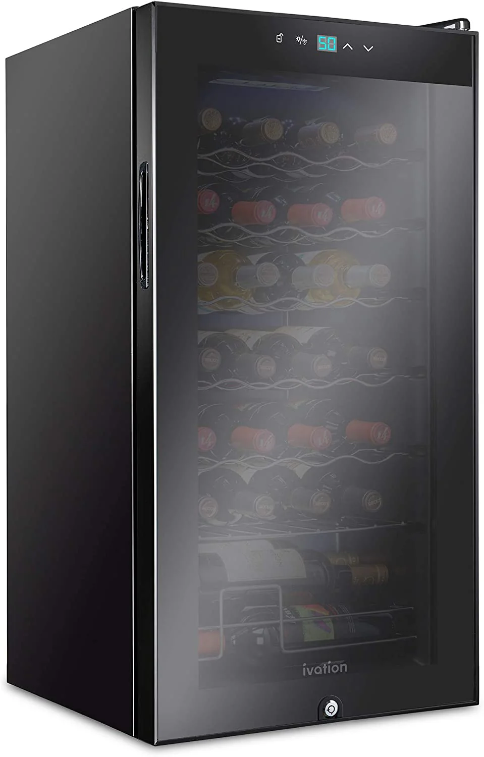 28 Bottle Dual Zone Wine Cooler w/Lock, Large Freestanding Wine Refrigerator - Image 10