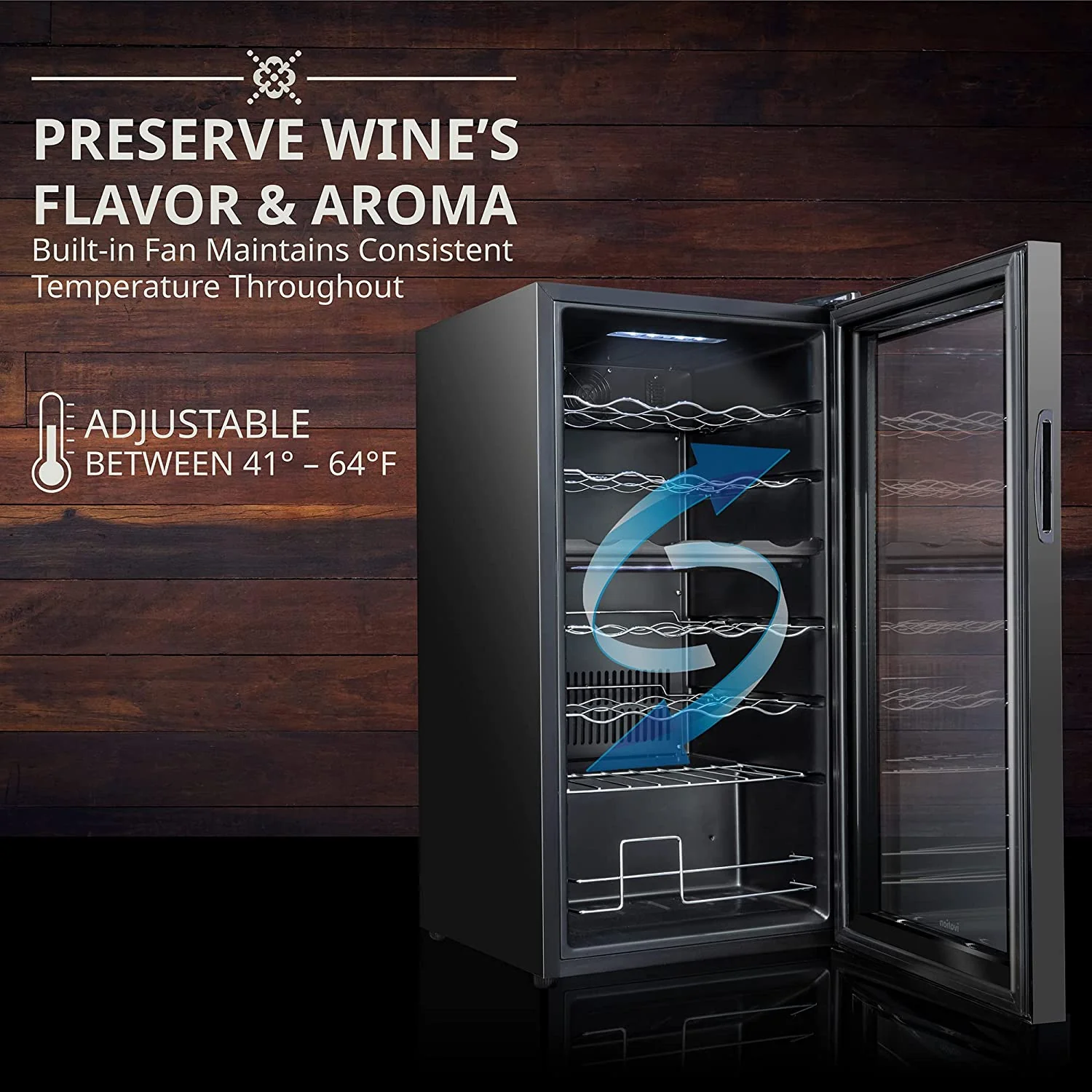 28 Bottle Dual Zone Wine Cooler w/Lock, Large Freestanding Wine Refrigerator - Image 5