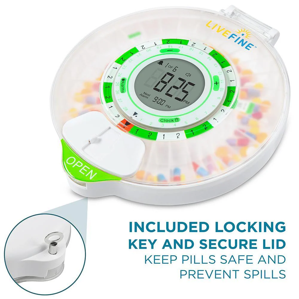 28-Day Automatic Pill Dispenser with Upgraded LCD Display, Key Lock, Sound & Light - Image 14