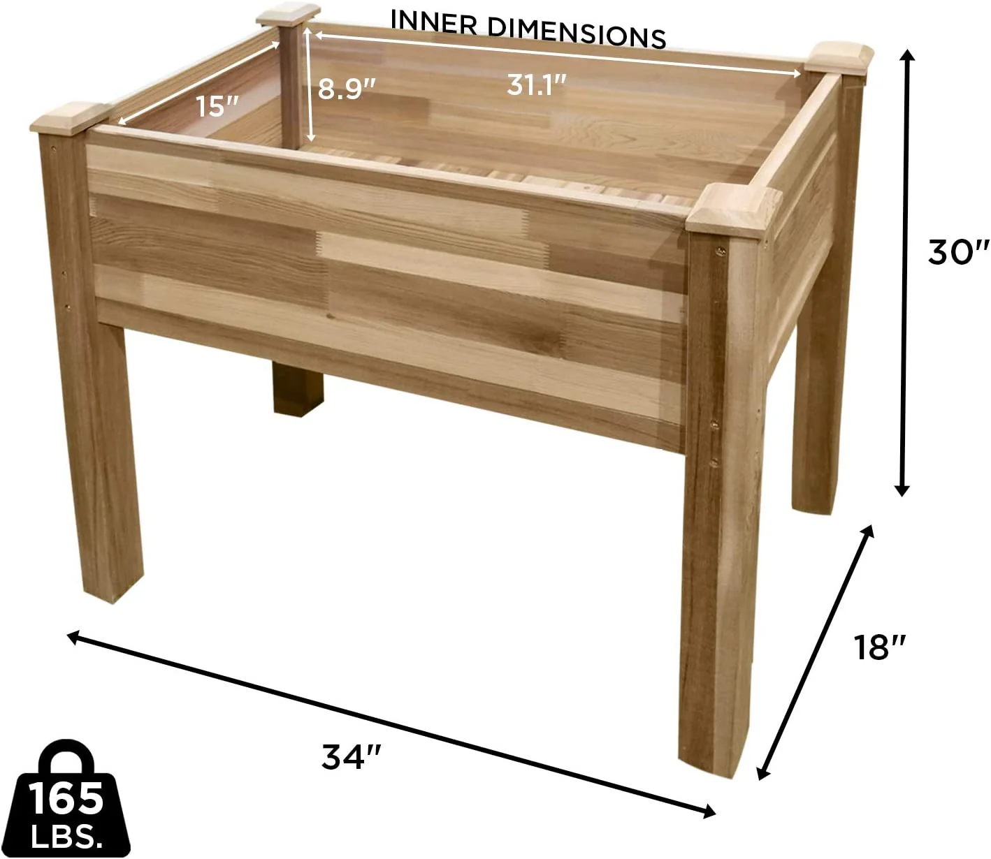 Raised Garden Bed, 34'' x 18'' x 30” Elevated Herb Planter for Growing Fresh Herbs & More - Image 2