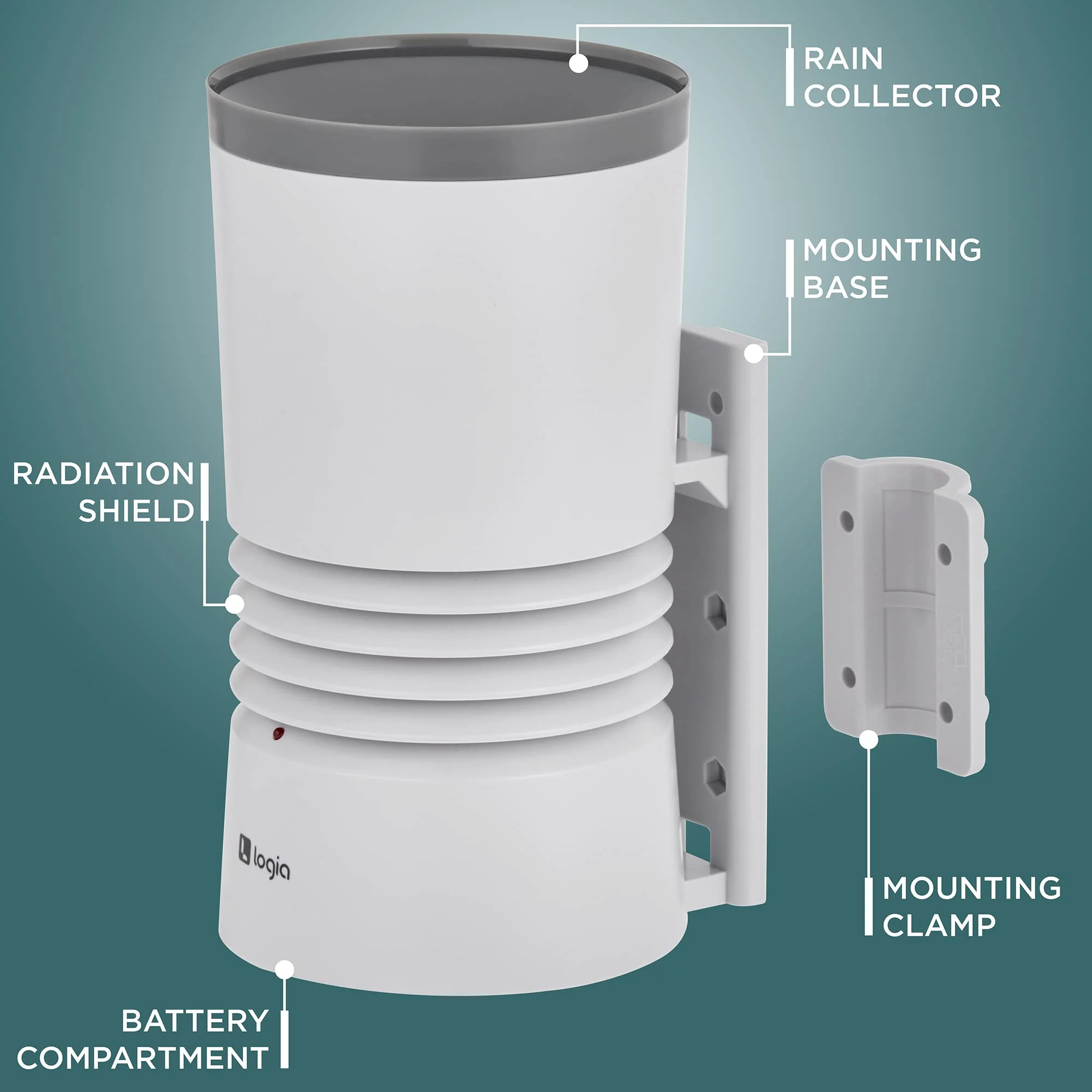 Logia 3-in-1 Rain Gauge Weather Station with Temperature & Humidity, Indoor/Outdoor Weather Station - Image 4
