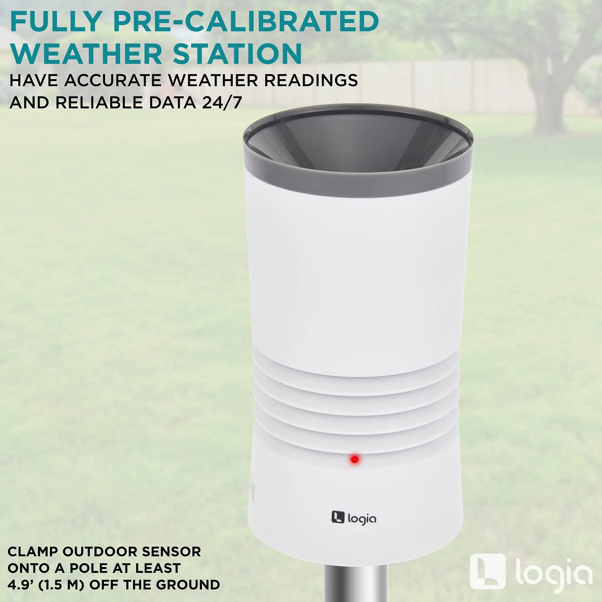 Logia 3-in-1 Rain Gauge Weather Station with Temperature & Humidity, Indoor/Outdoor Weather Station - Image 7