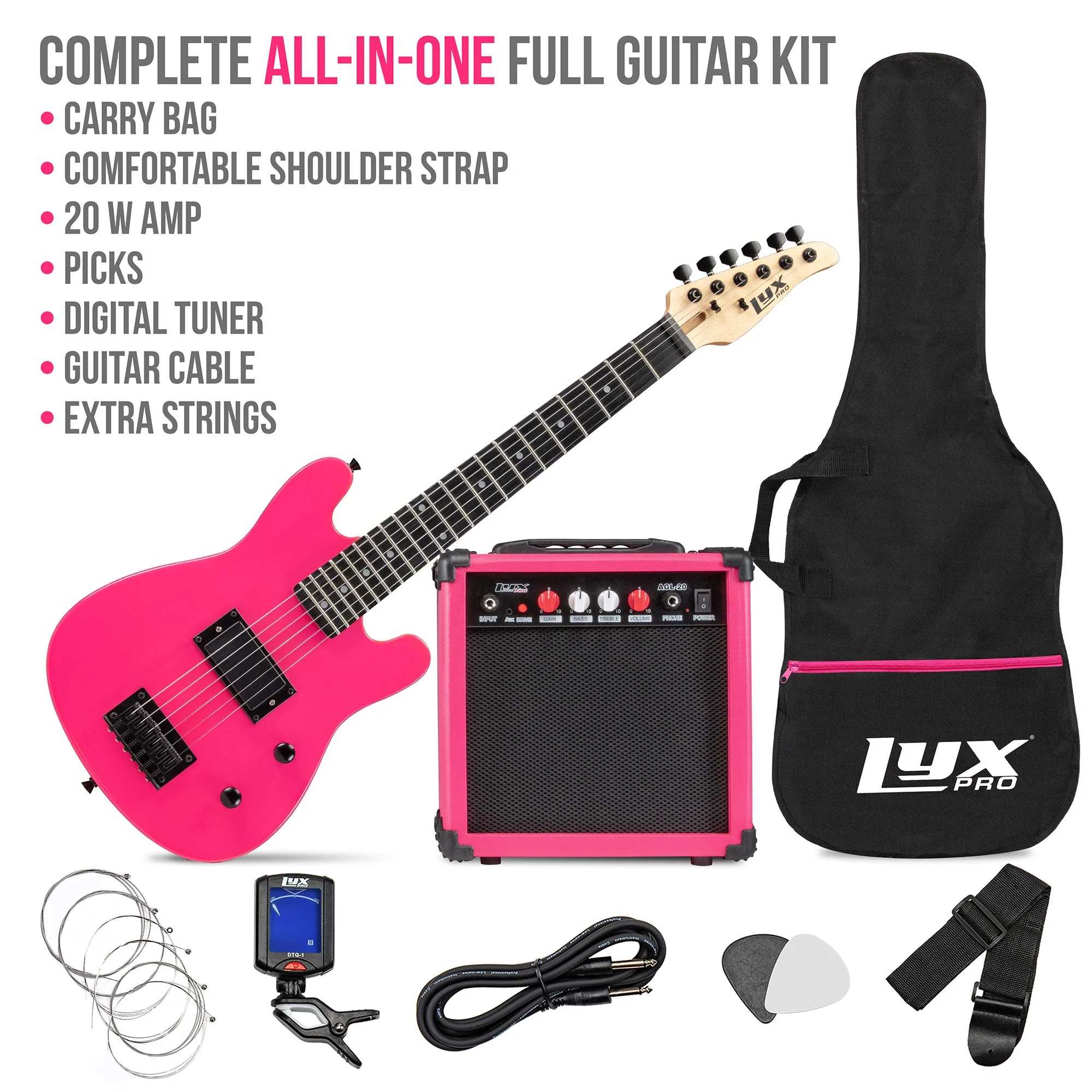 30” Electric Guitar & Electric Guitar Accessories With Amp for Kids, Pink - Image 2